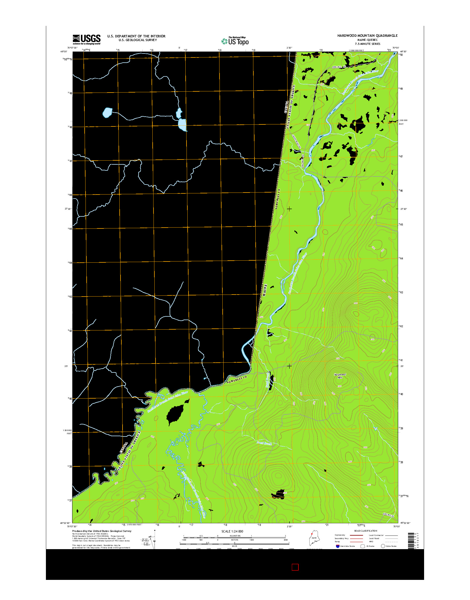 USGS US TOPO 7.5-MINUTE MAP FOR HARDWOOD MOUNTAIN, ME-QC 2014