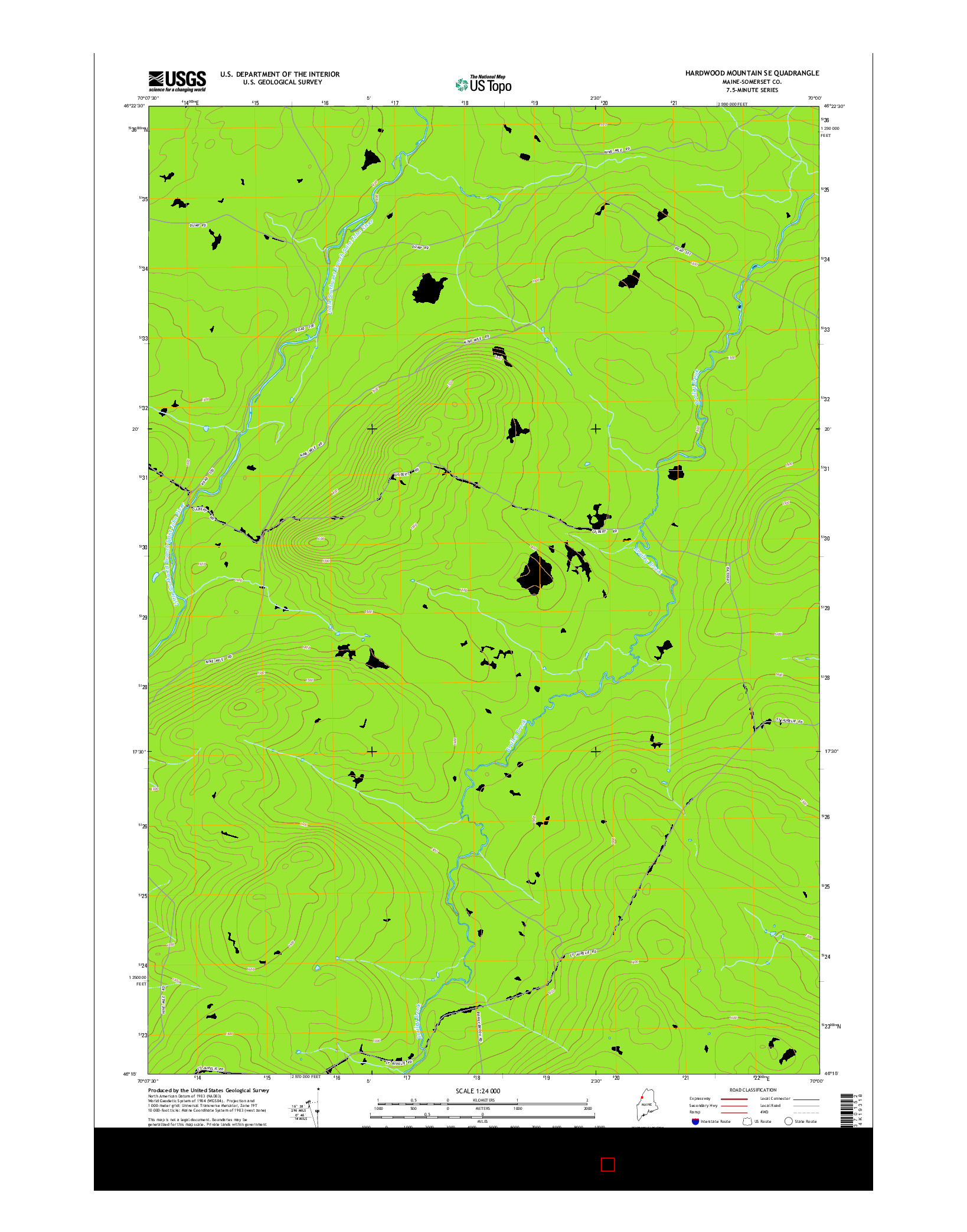 USGS US TOPO 7.5-MINUTE MAP FOR HARDWOOD MOUNTAIN SE, ME 2014