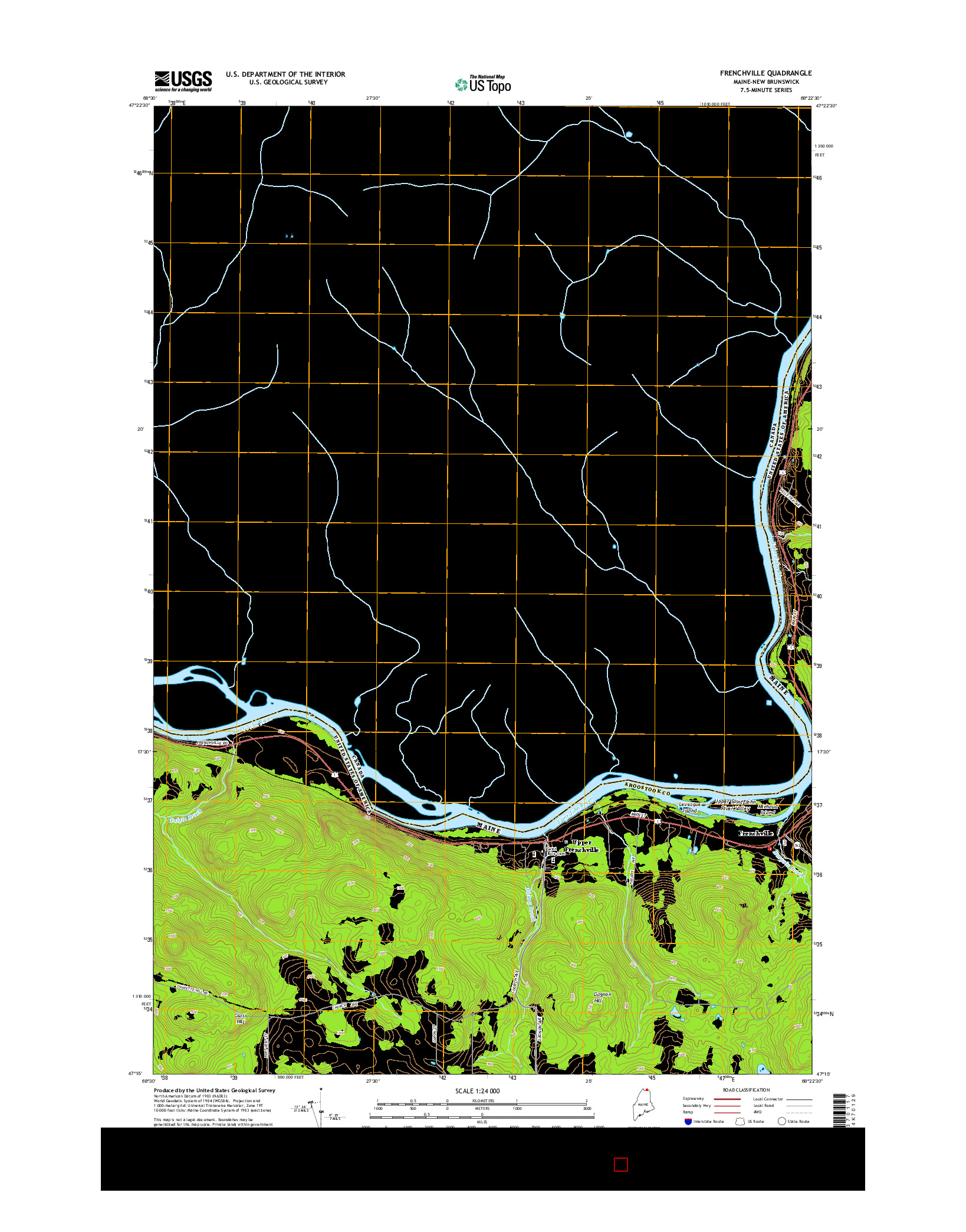 USGS US TOPO 7.5-MINUTE MAP FOR FRENCHVILLE, ME-NB 2014