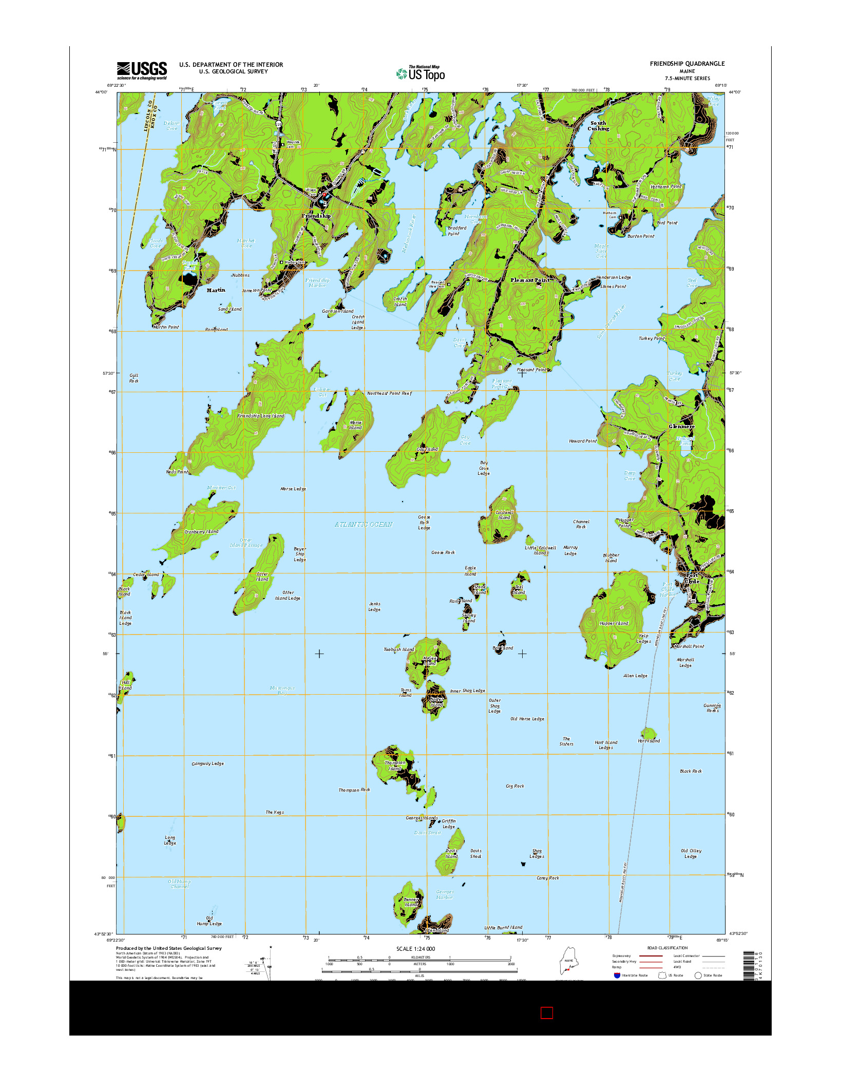 USGS US TOPO 7.5-MINUTE MAP FOR FRIENDSHIP, ME 2014