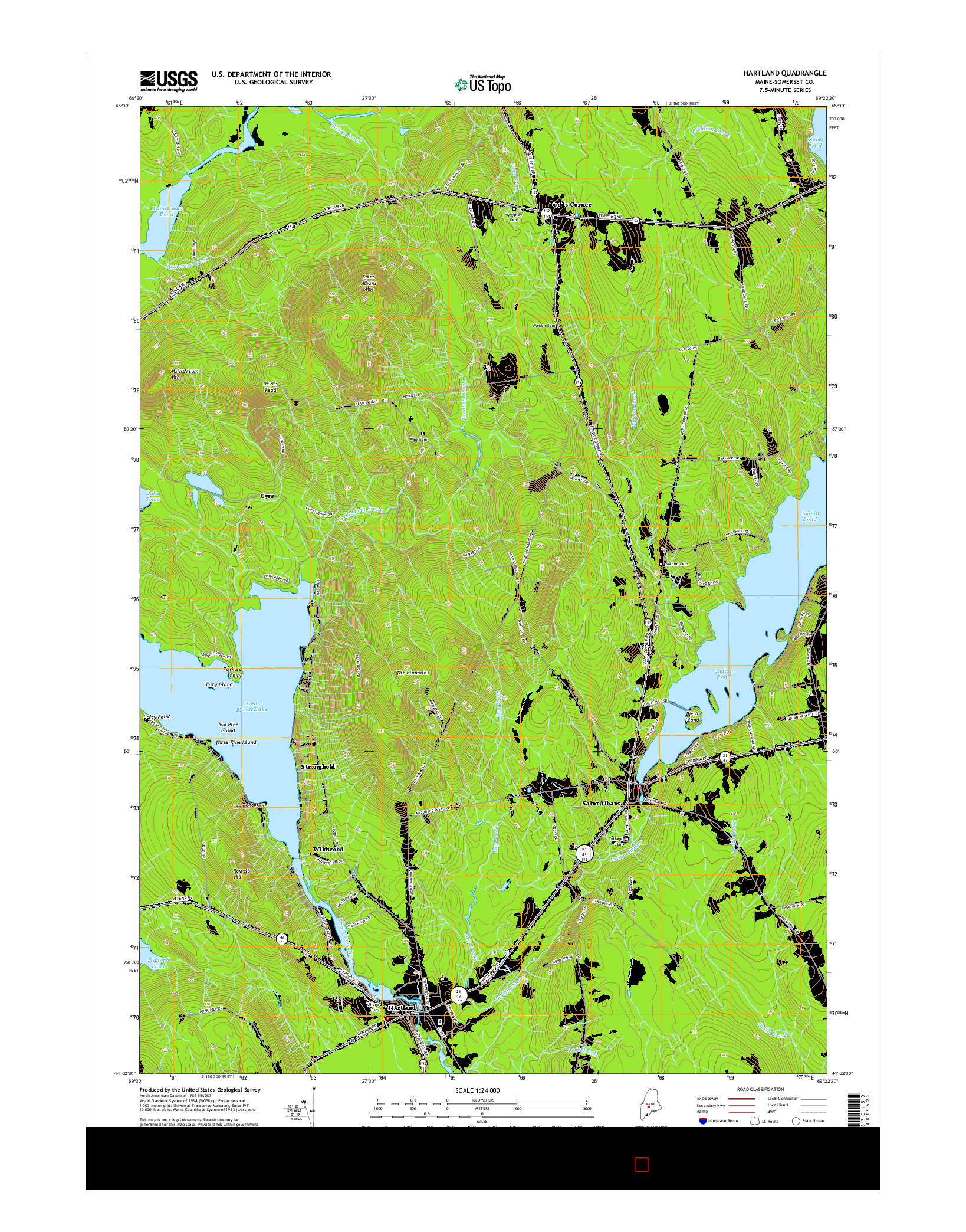 USGS US TOPO 7.5-MINUTE MAP FOR HARTLAND, ME 2014