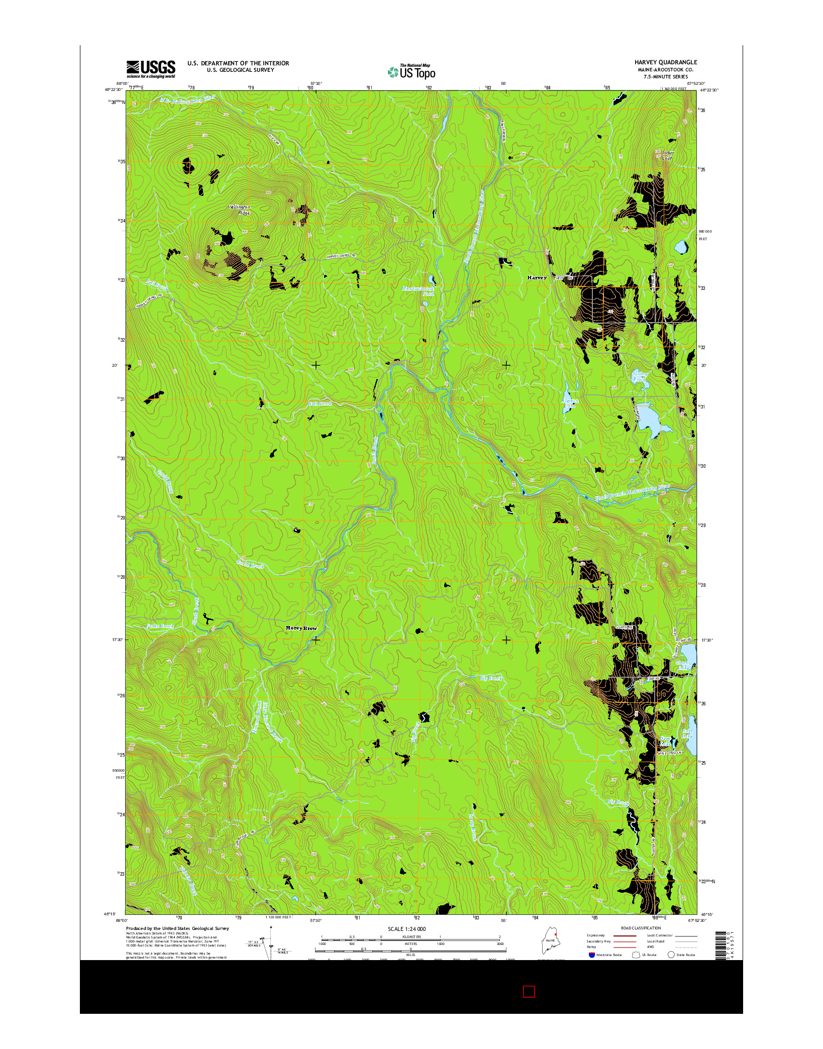 USGS US TOPO 7.5-MINUTE MAP FOR HARVEY, ME 2014