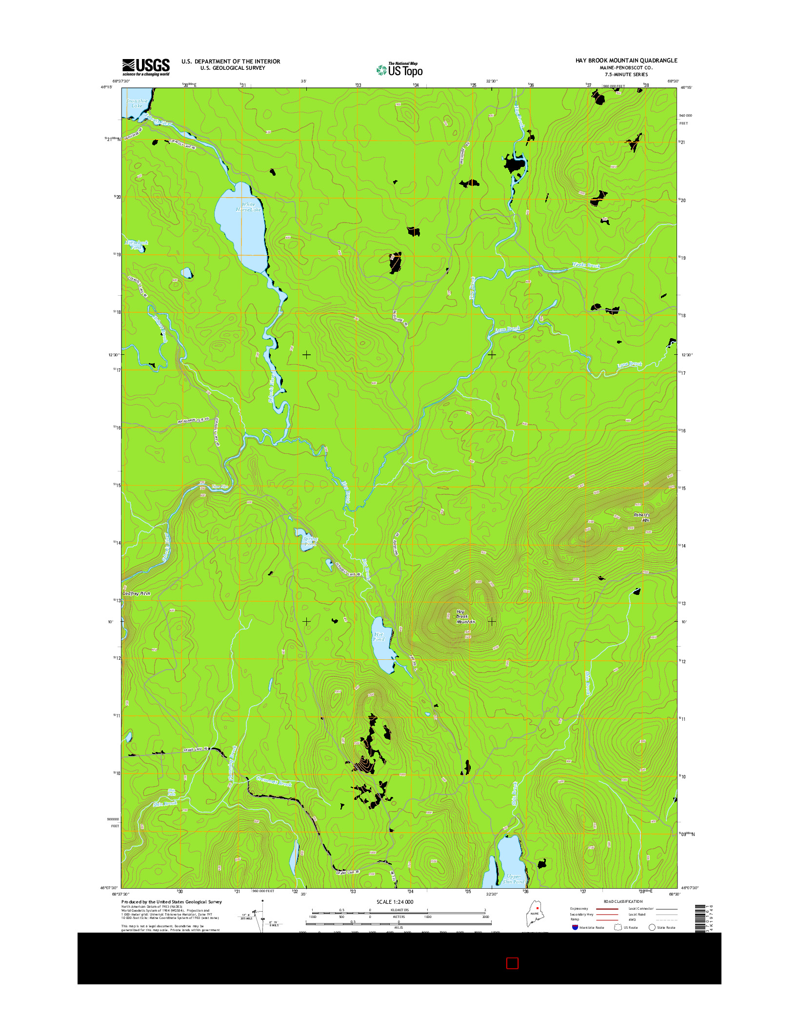 USGS US TOPO 7.5-MINUTE MAP FOR HAY BROOK MOUNTAIN, ME 2014