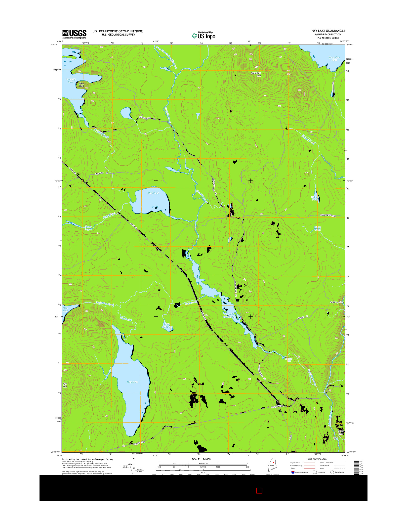 USGS US TOPO 7.5-MINUTE MAP FOR HAY LAKE, ME 2014
