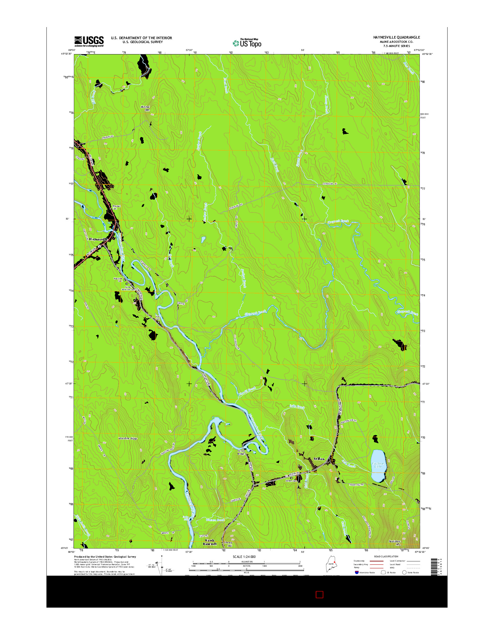 USGS US TOPO 7.5-MINUTE MAP FOR HAYNESVILLE, ME 2014