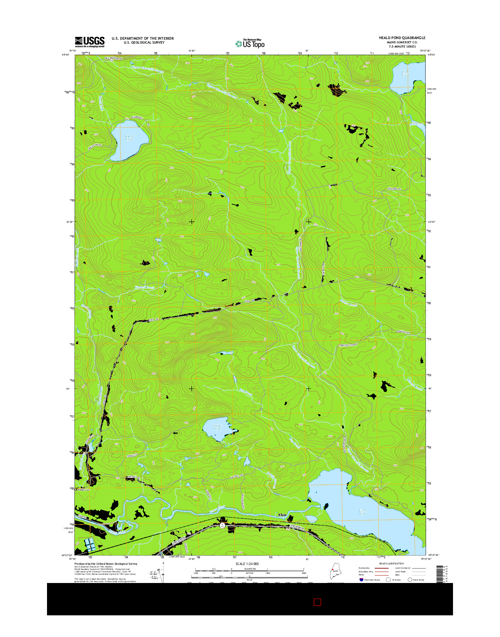 USGS US TOPO 7.5-MINUTE MAP FOR HEALD POND, ME 2014