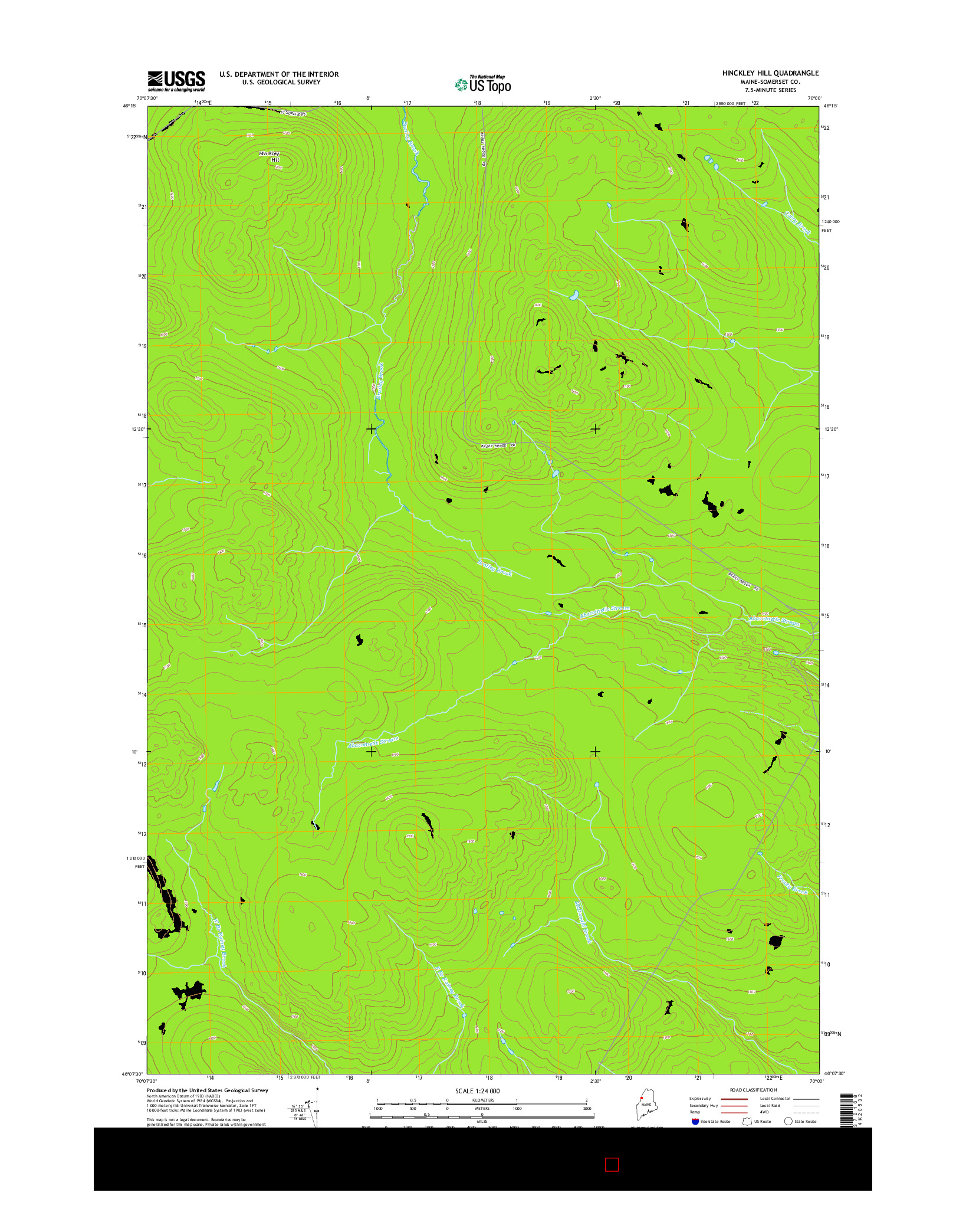 USGS US TOPO 7.5-MINUTE MAP FOR HINCKLEY HILL, ME 2014