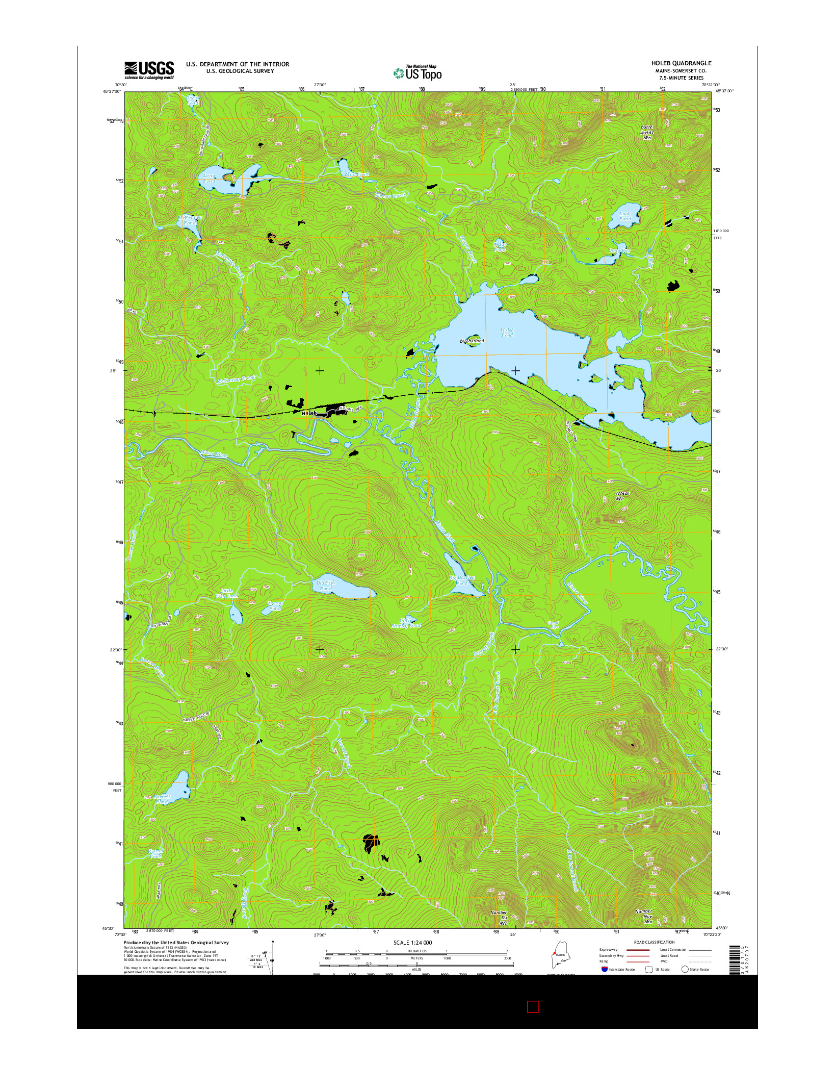 USGS US TOPO 7.5-MINUTE MAP FOR HOLEB, ME 2014