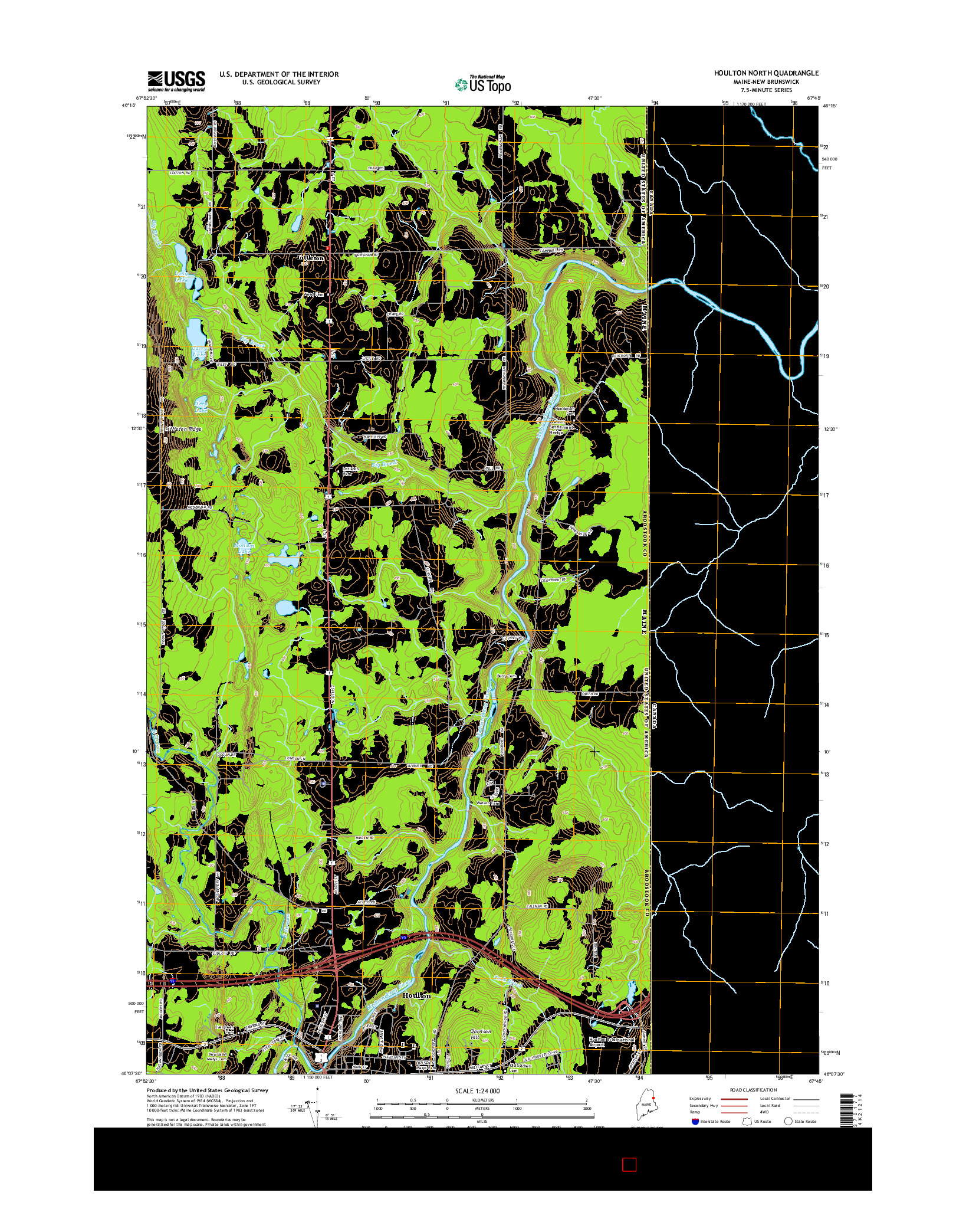 USGS US TOPO 7.5-MINUTE MAP FOR HOULTON NORTH, ME-NB 2014