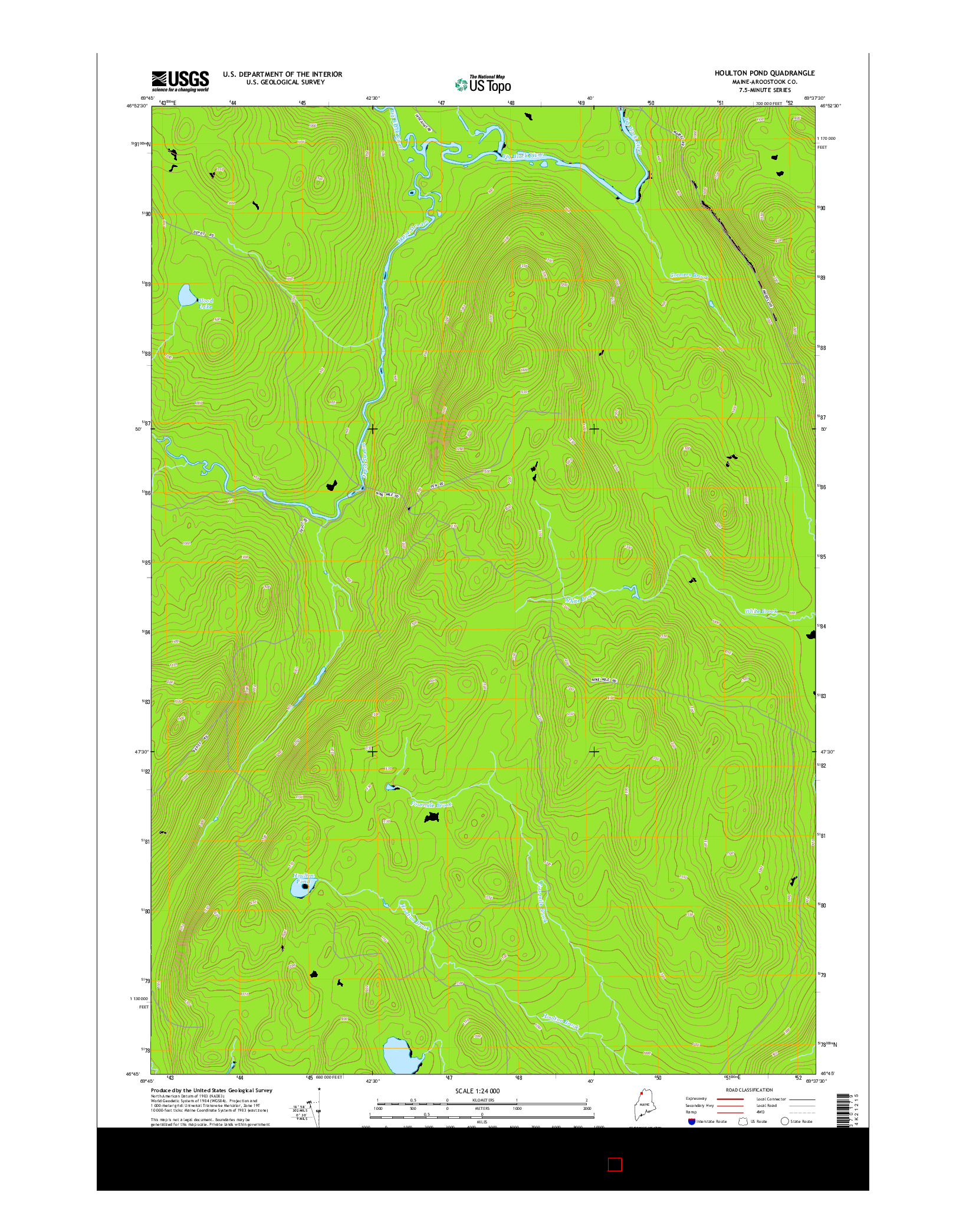 USGS US TOPO 7.5-MINUTE MAP FOR HOULTON POND, ME 2014