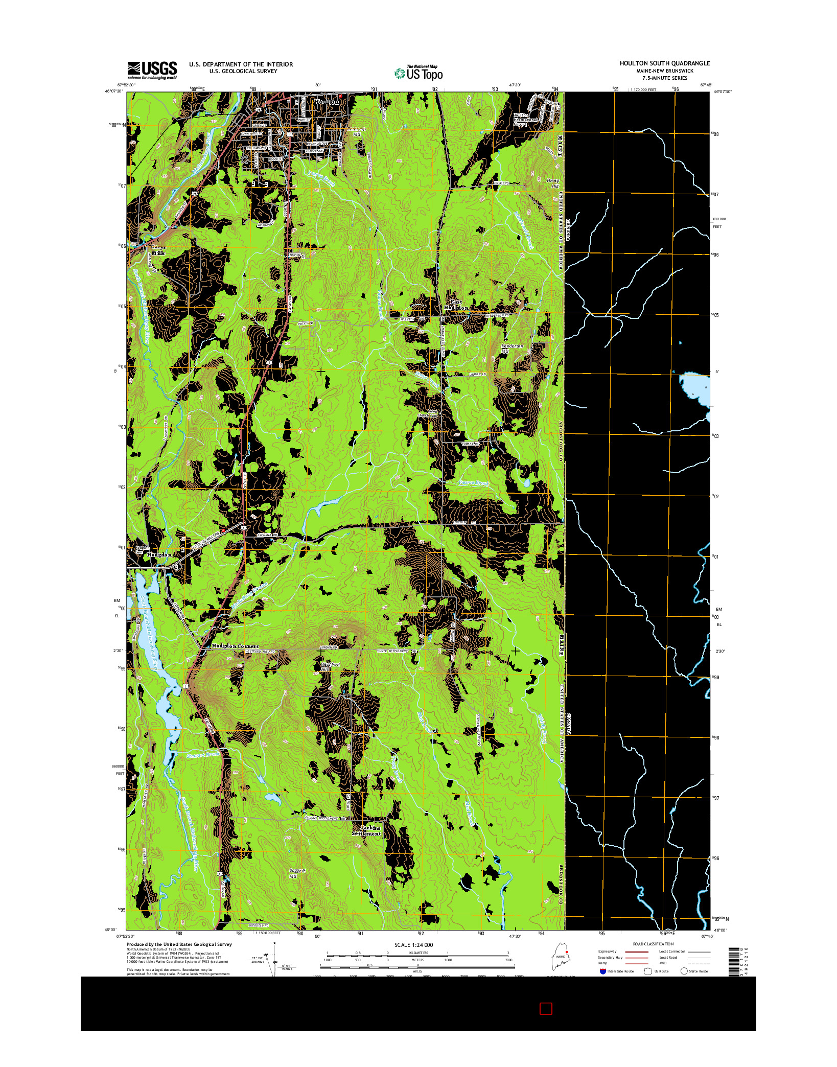 USGS US TOPO 7.5-MINUTE MAP FOR HOULTON SOUTH, ME-NB 2014