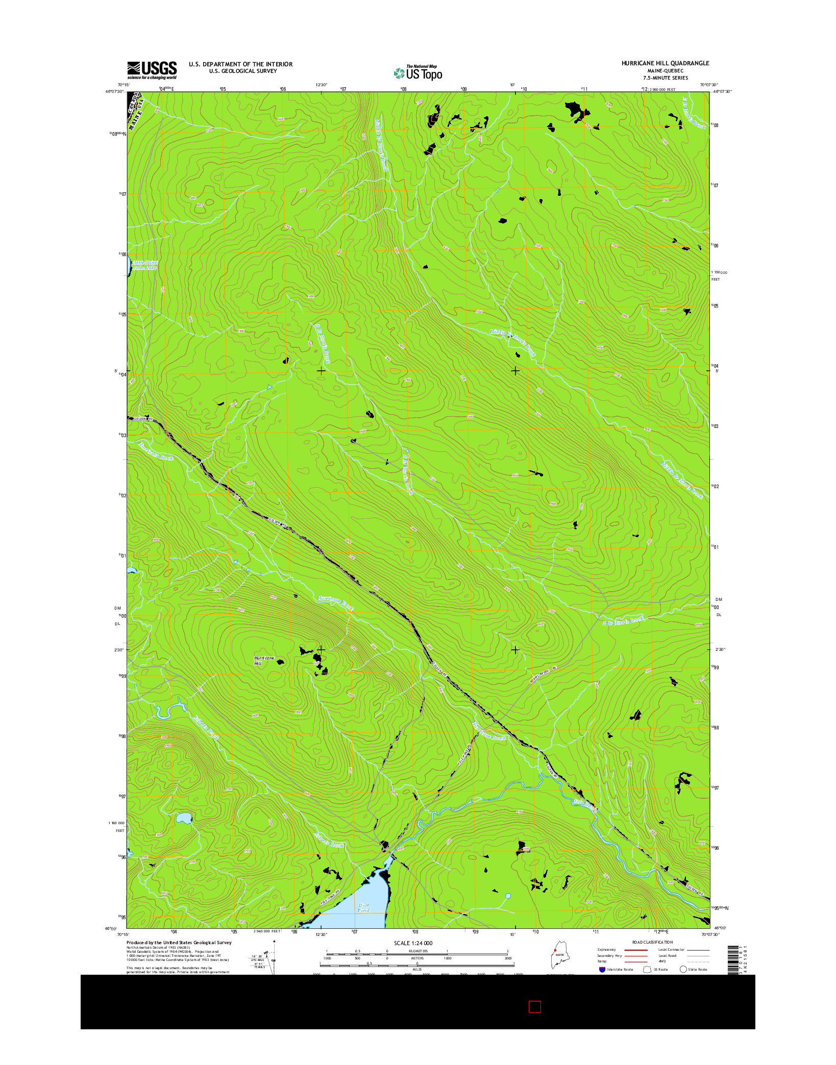 USGS US TOPO 7.5-MINUTE MAP FOR HURRICANE HILL, ME-QC 2014