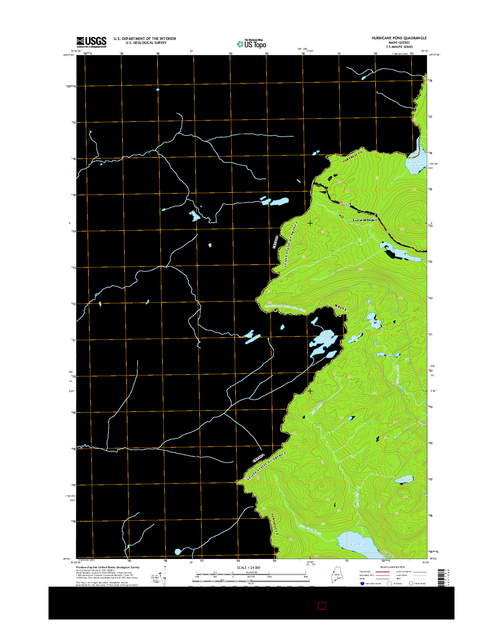 USGS US TOPO 7.5-MINUTE MAP FOR HURRICANE POND, ME-QC 2014