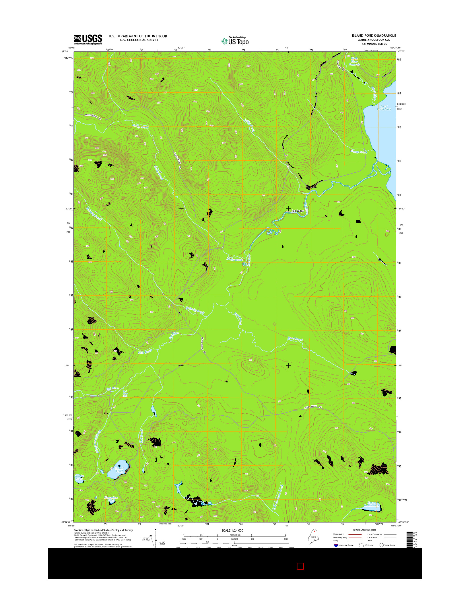USGS US TOPO 7.5-MINUTE MAP FOR ISLAND POND, ME 2014