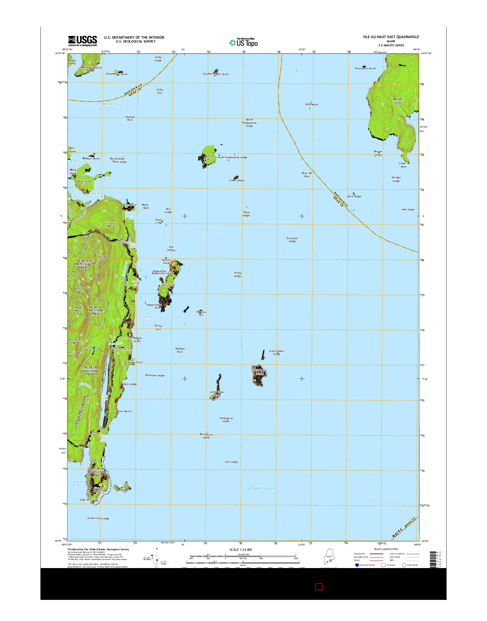 USGS US TOPO 7.5-MINUTE MAP FOR ISLE AU HAUT EAST, ME 2014