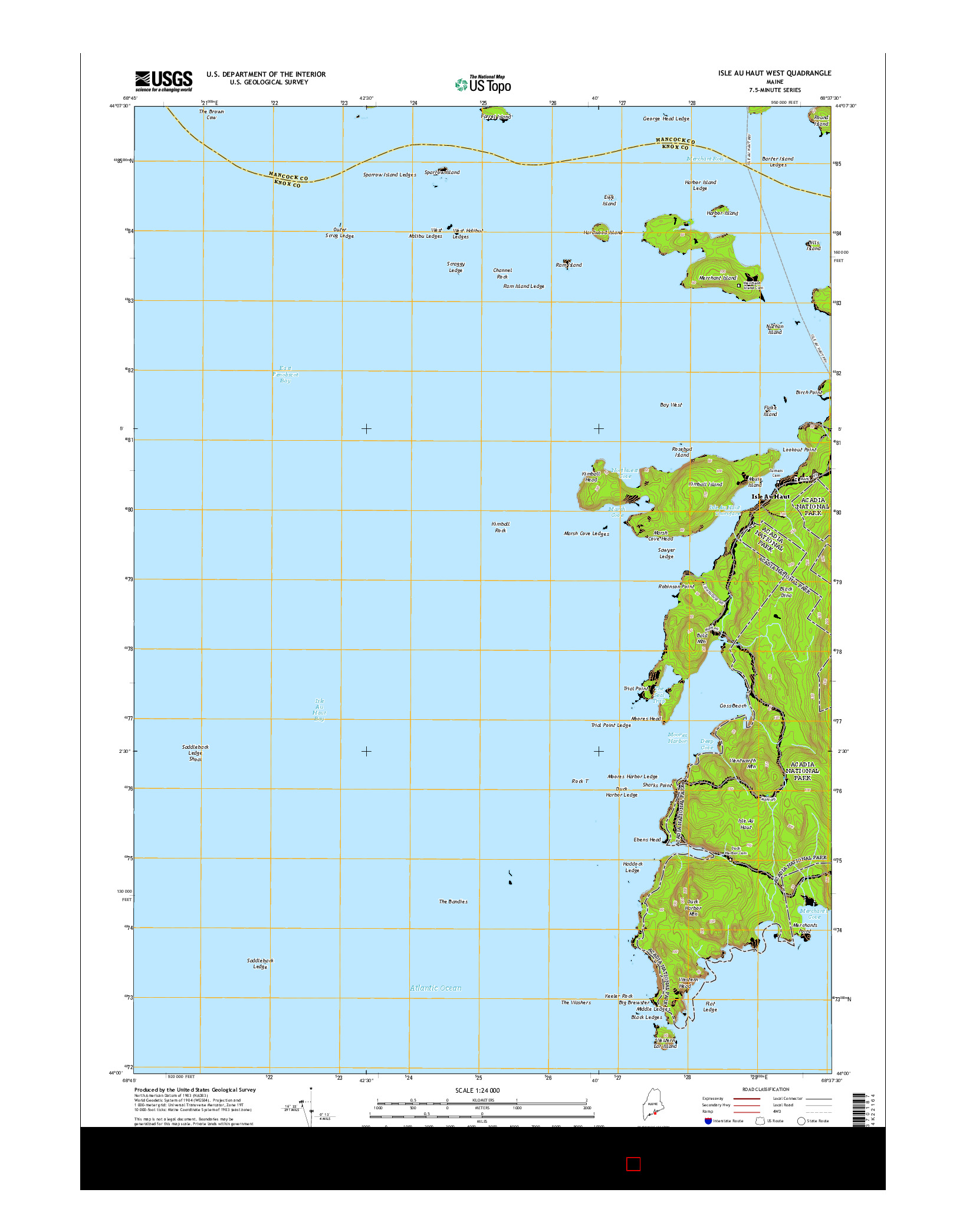 USGS US TOPO 7.5-MINUTE MAP FOR ISLE AU HAUT WEST, ME 2014