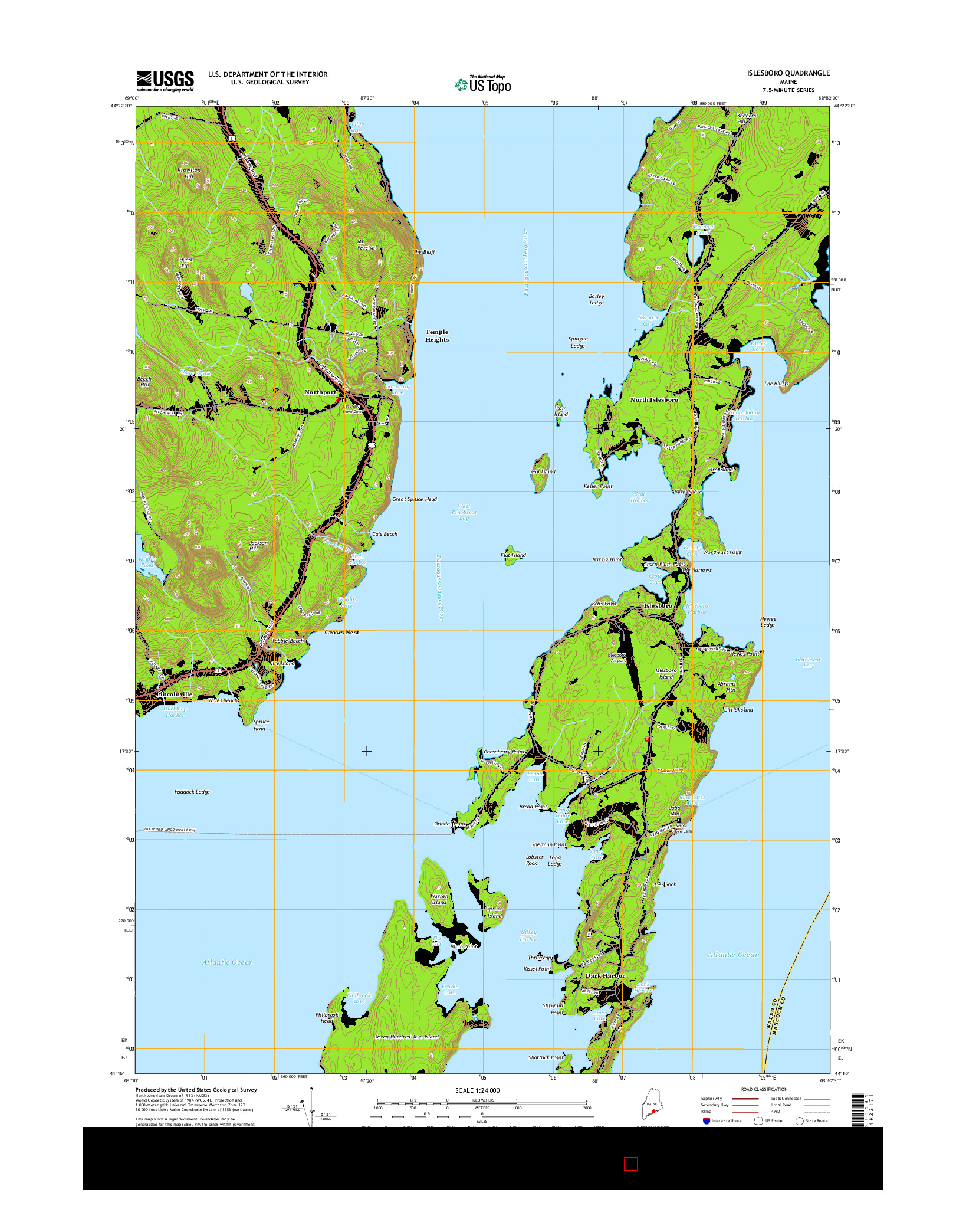 USGS US TOPO 7.5-MINUTE MAP FOR ISLESBORO, ME 2014