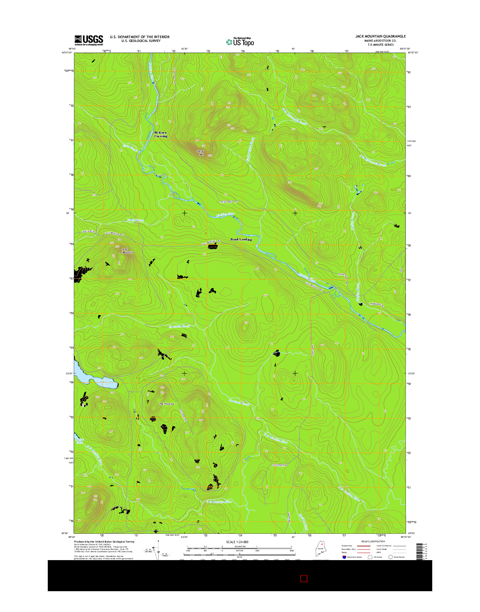 USGS US TOPO 7.5-MINUTE MAP FOR JACK MOUNTAIN, ME 2014