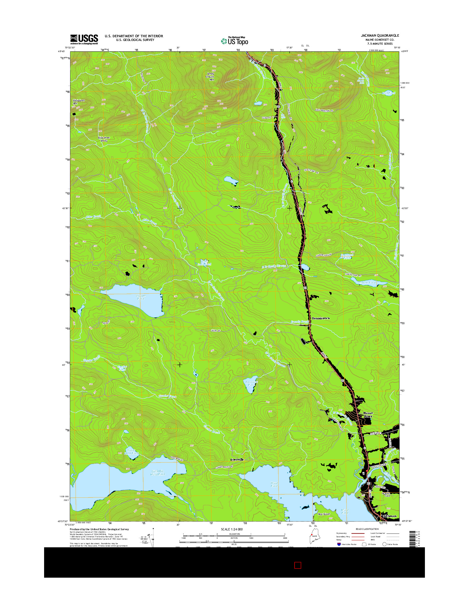 USGS US TOPO 7.5-MINUTE MAP FOR JACKMAN, ME 2014
