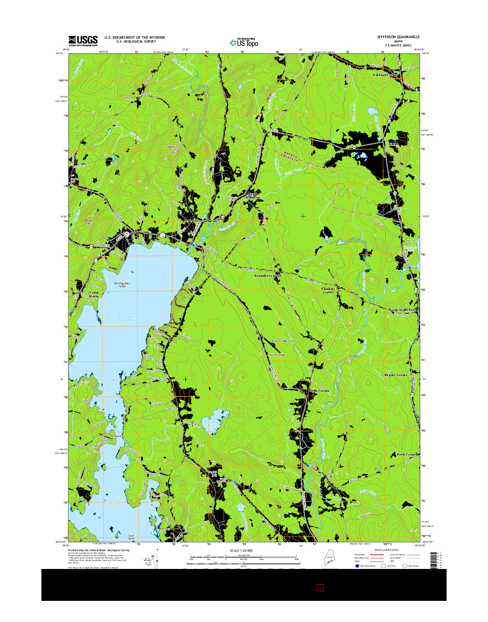 USGS US TOPO 7.5-MINUTE MAP FOR JEFFERSON, ME 2014