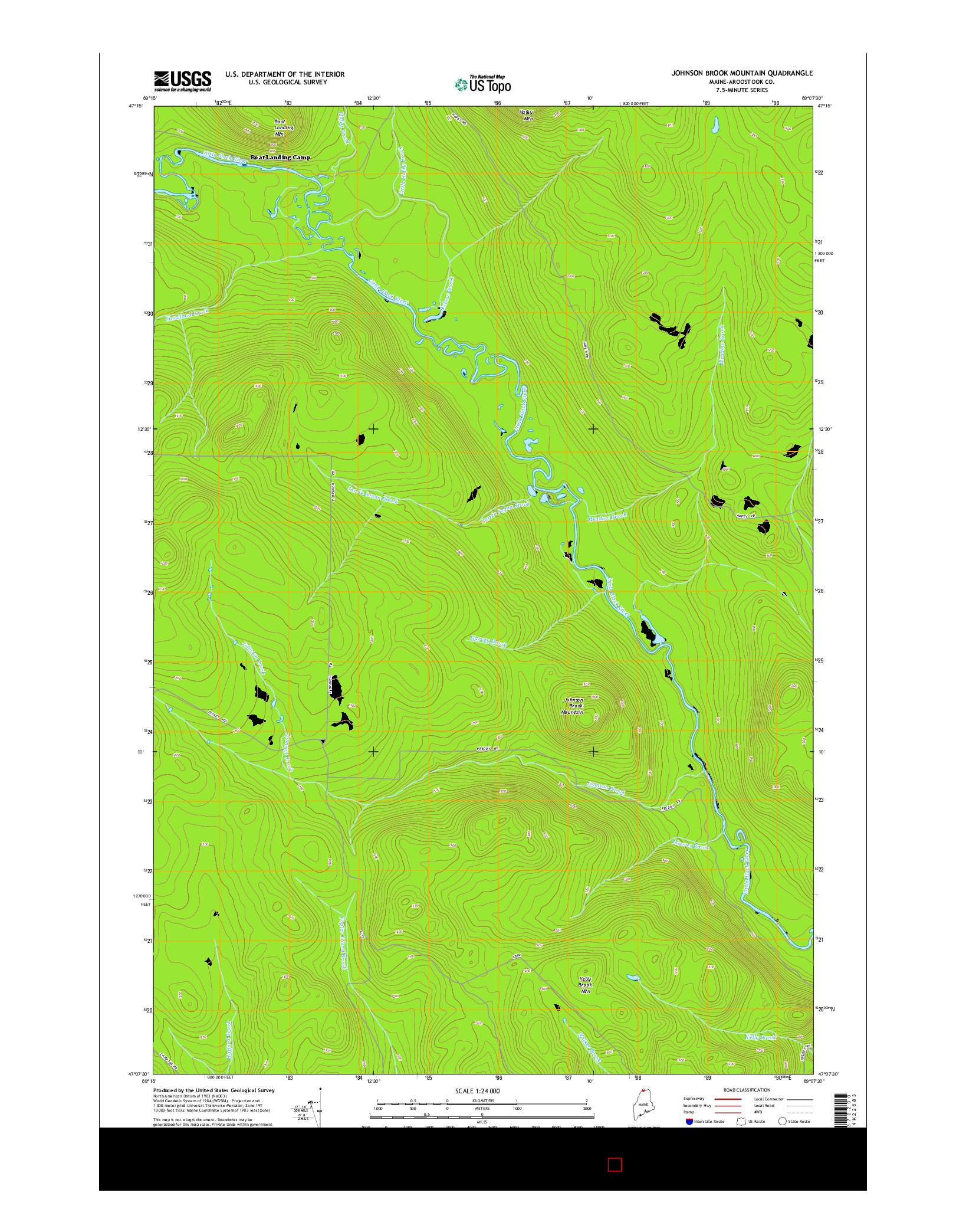 USGS US TOPO 7.5-MINUTE MAP FOR JOHNSON BROOK MOUNTAIN, ME 2014
