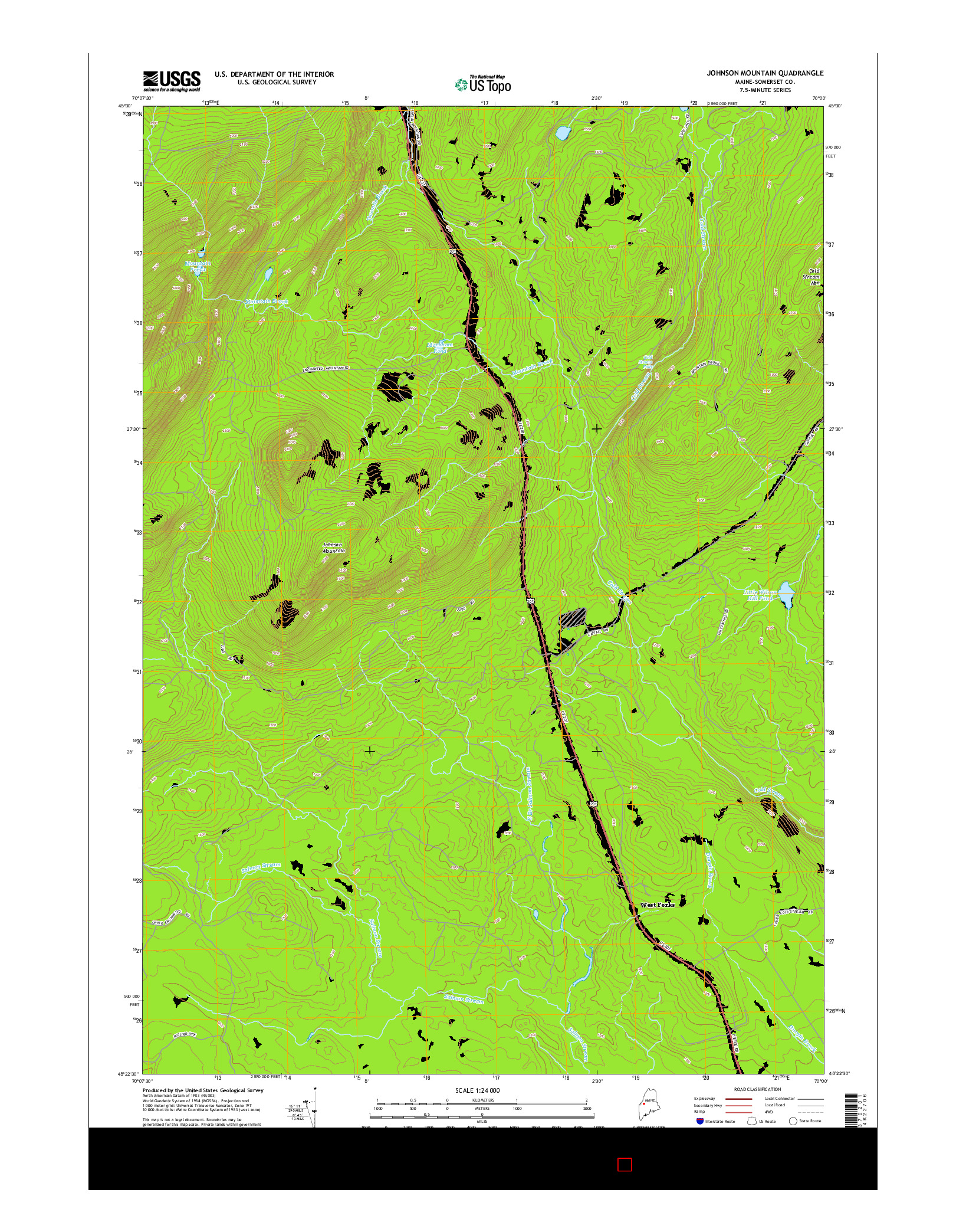 USGS US TOPO 7.5-MINUTE MAP FOR JOHNSON MOUNTAIN, ME 2014
