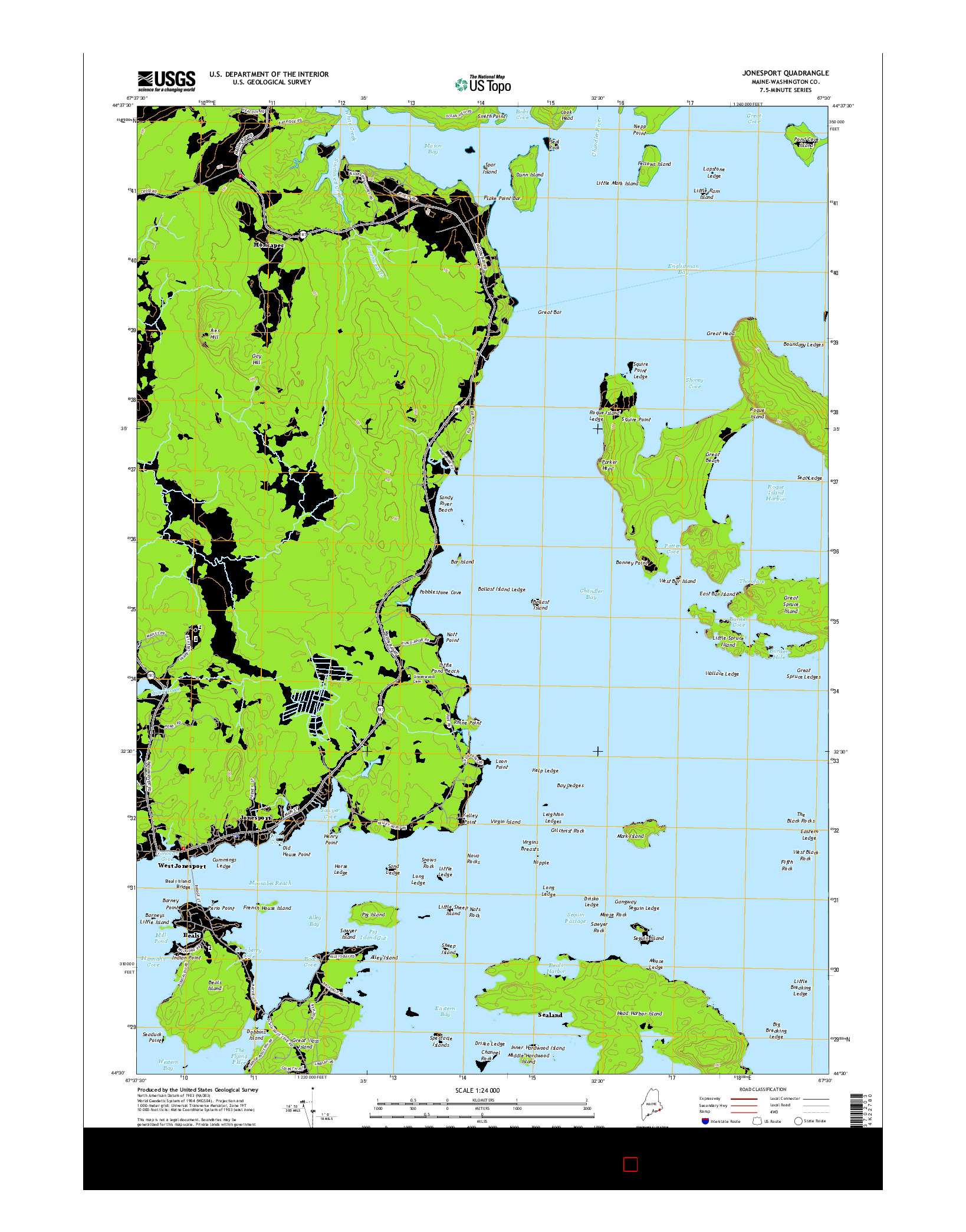 USGS US TOPO 7.5-MINUTE MAP FOR JONESPORT, ME 2014