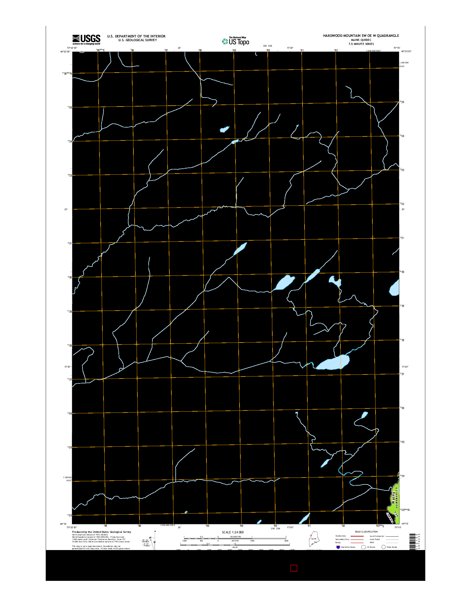 USGS US TOPO 7.5-MINUTE MAP FOR HARDWOOD MOUNTAIN SW OE W, ME-QC 2014