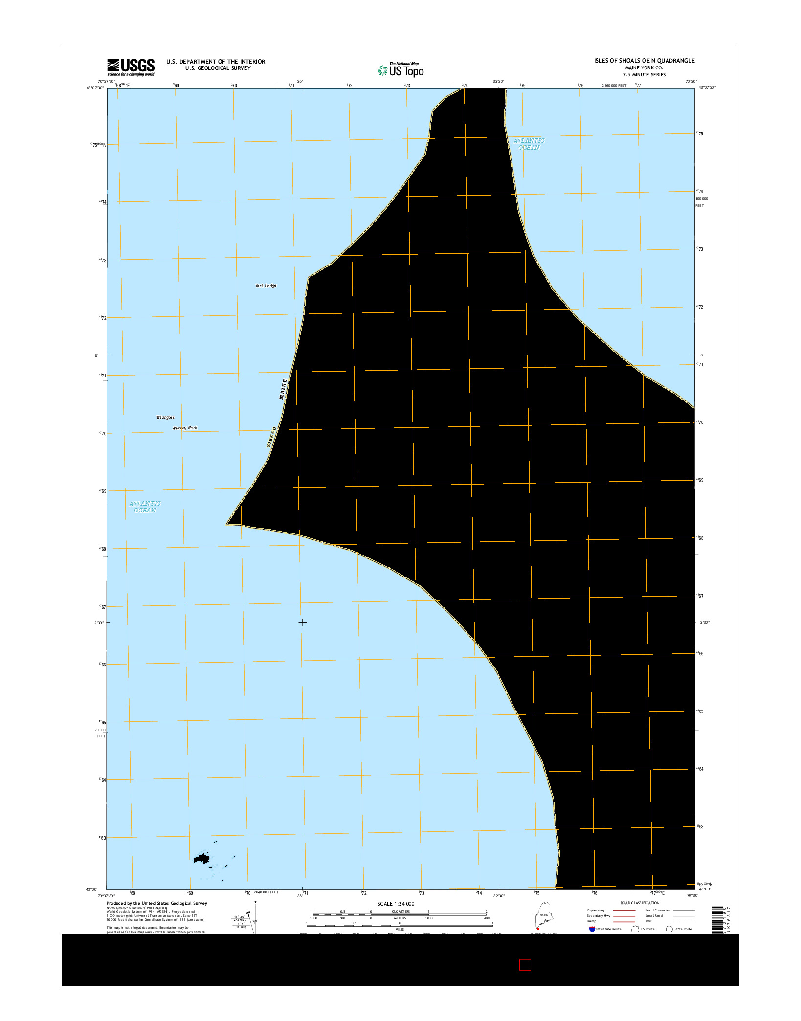 USGS US TOPO 7.5-MINUTE MAP FOR ISLES OF SHOALS OE N, ME 2014