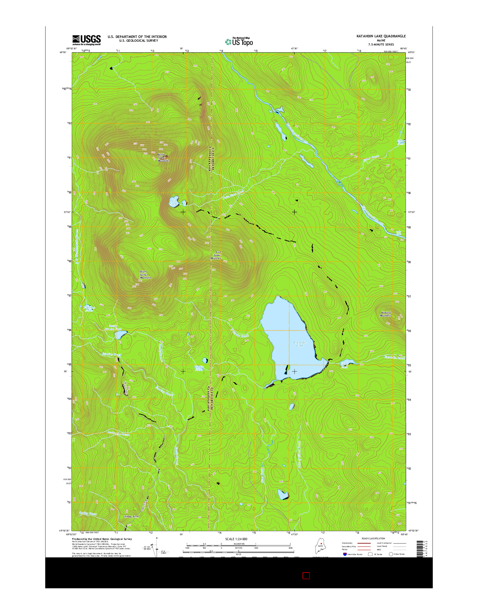 USGS US TOPO 7.5-MINUTE MAP FOR KATAHDIN LAKE, ME 2014