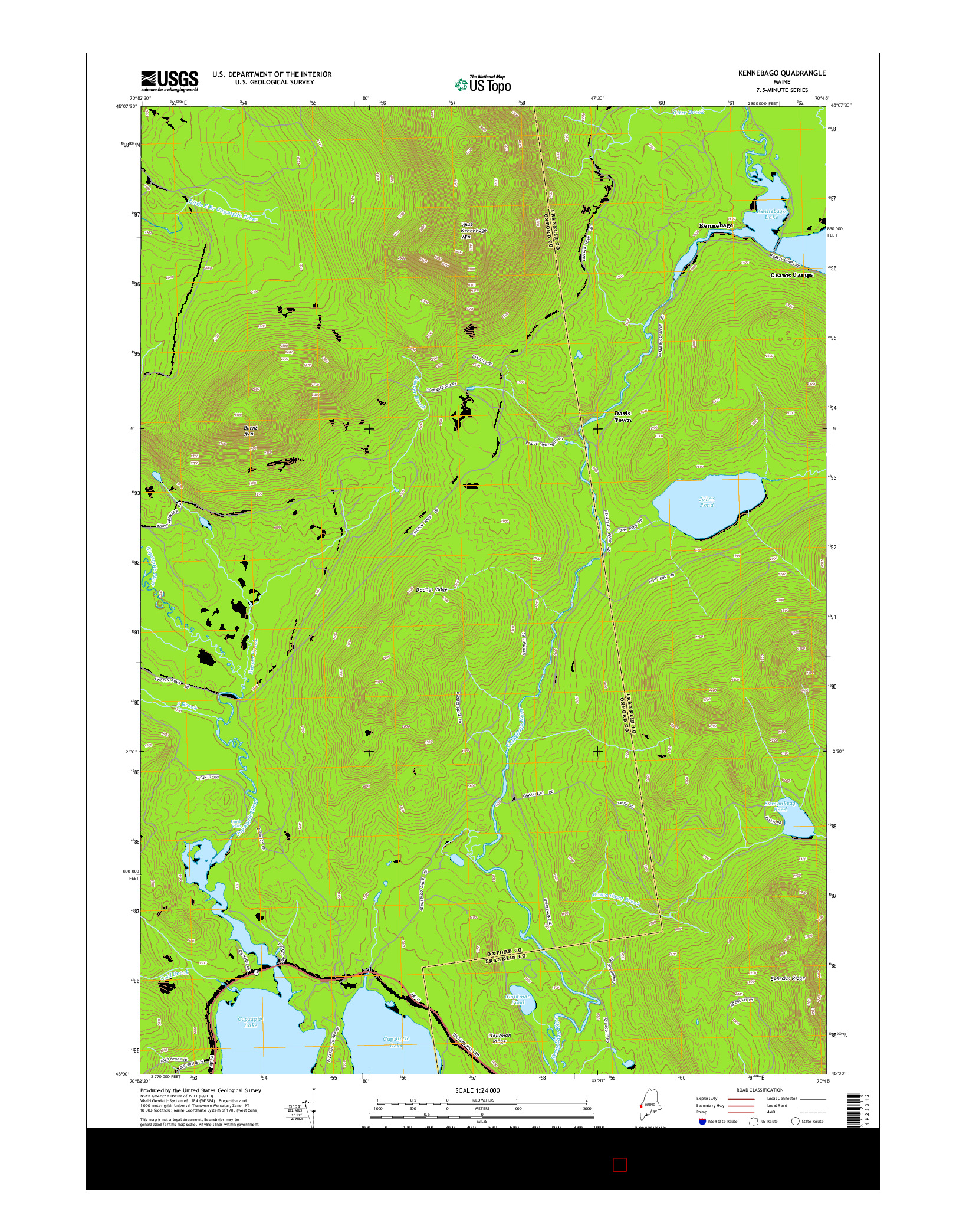 USGS US TOPO 7.5-MINUTE MAP FOR KENNEBAGO, ME 2014