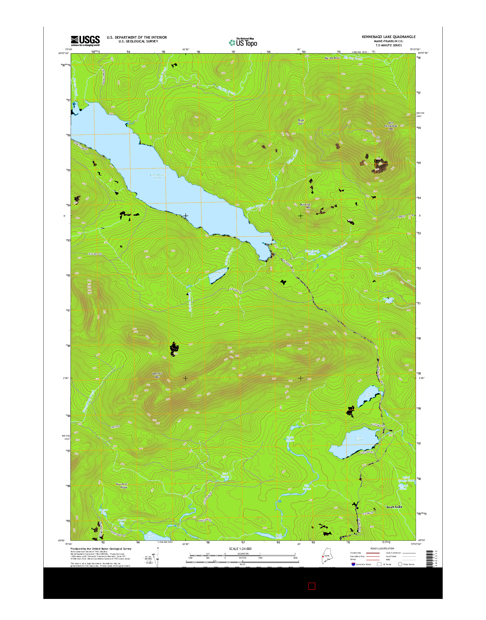 USGS US TOPO 7.5-MINUTE MAP FOR KENNEBAGO LAKE, ME 2014
