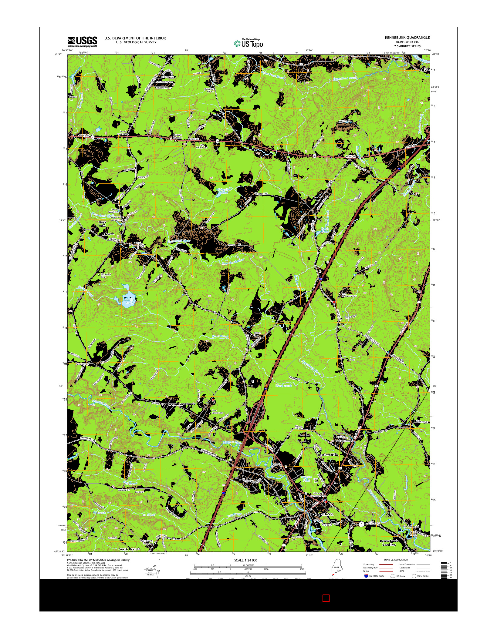 USGS US TOPO 7.5-MINUTE MAP FOR KENNEBUNK, ME 2014