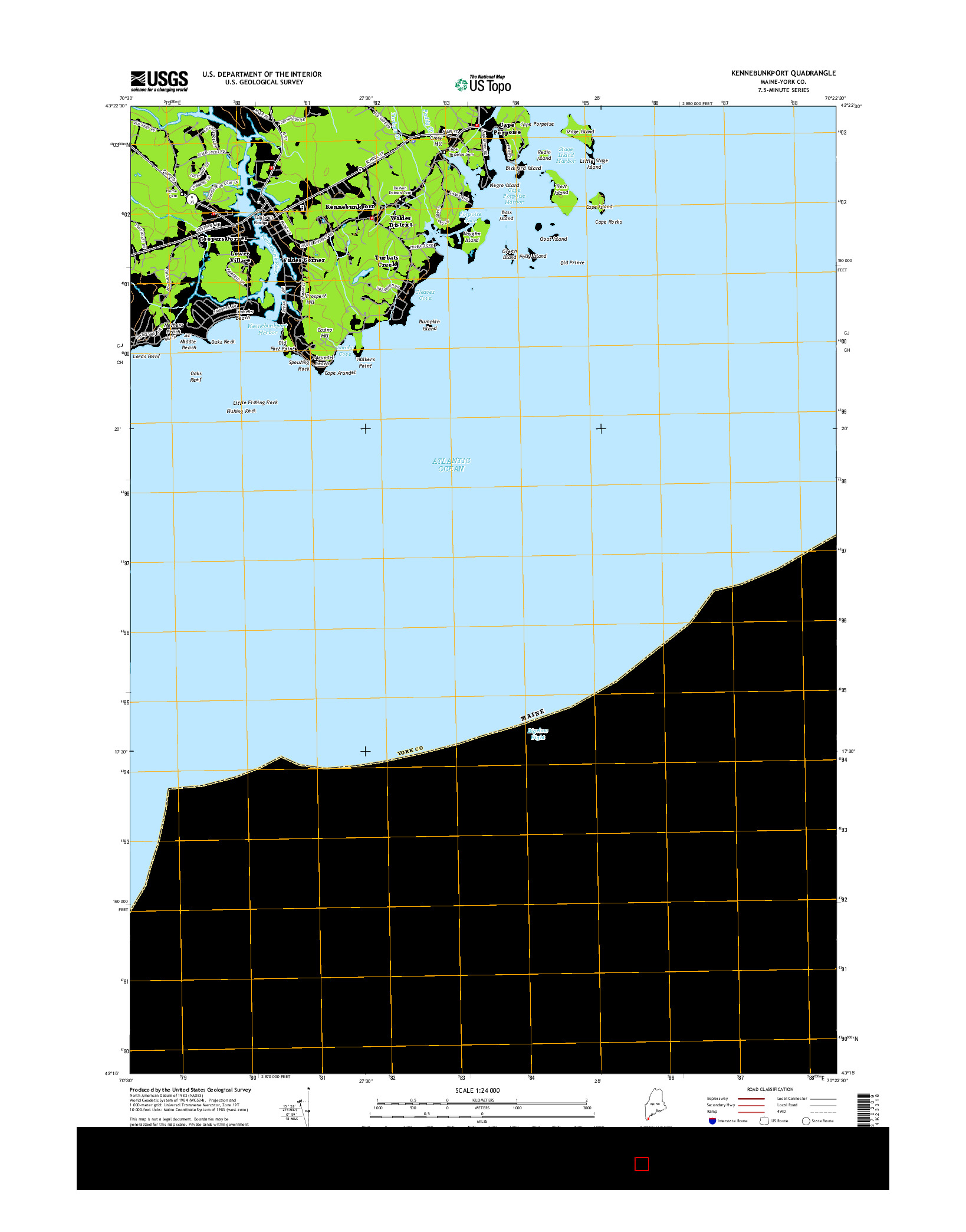 USGS US TOPO 7.5-MINUTE MAP FOR KENNEBUNKPORT, ME 2014