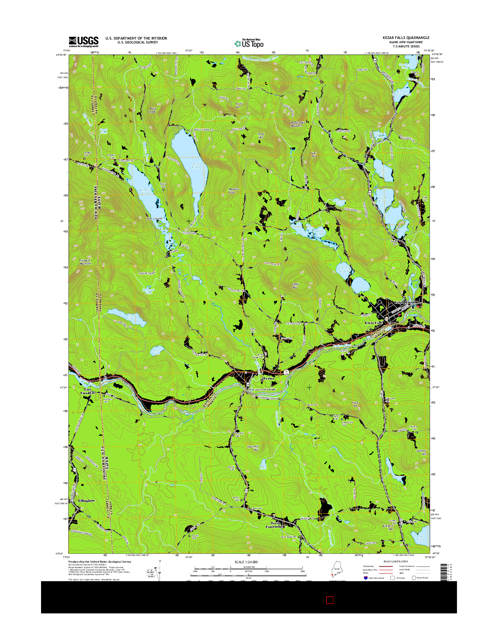 USGS US TOPO 7.5-MINUTE MAP FOR KEZAR FALLS, ME-NH 2014