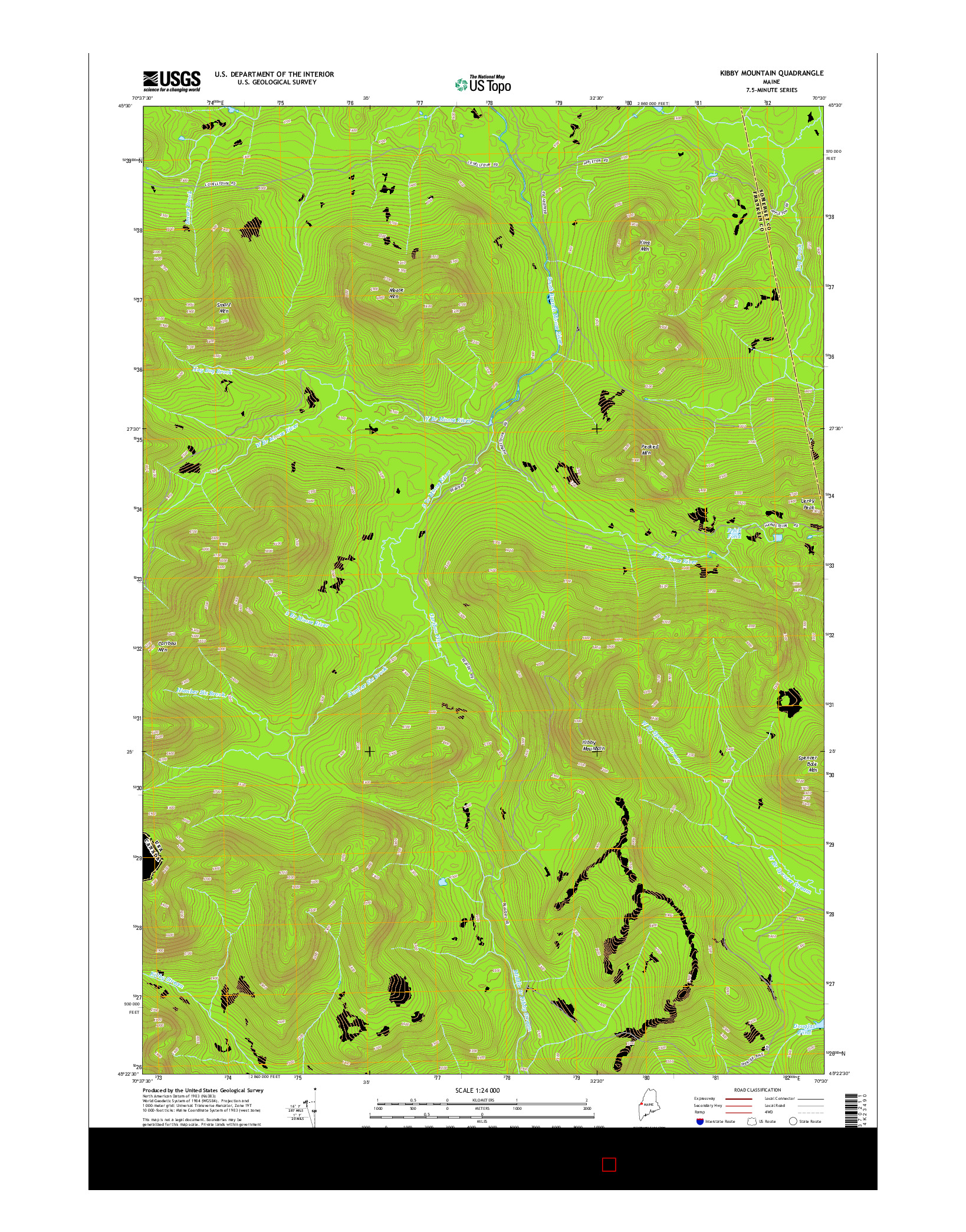 USGS US TOPO 7.5-MINUTE MAP FOR KIBBY MOUNTAIN, ME 2014