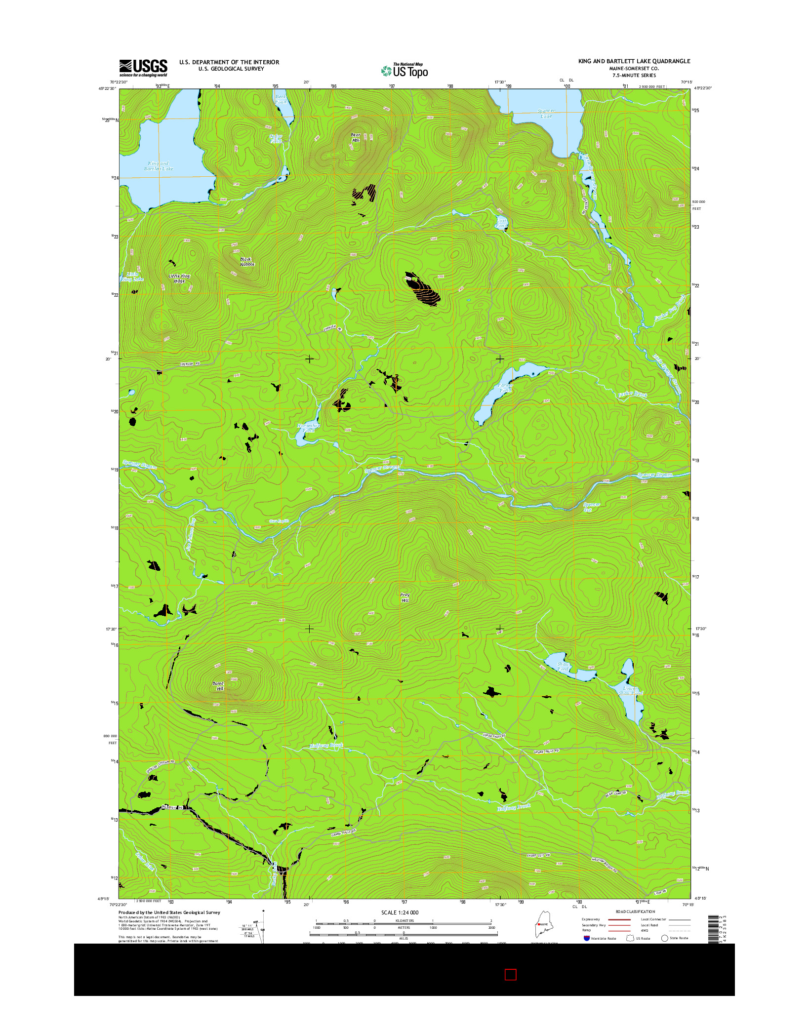 USGS US TOPO 7.5-MINUTE MAP FOR KING AND BARTLETT LAKE, ME 2014