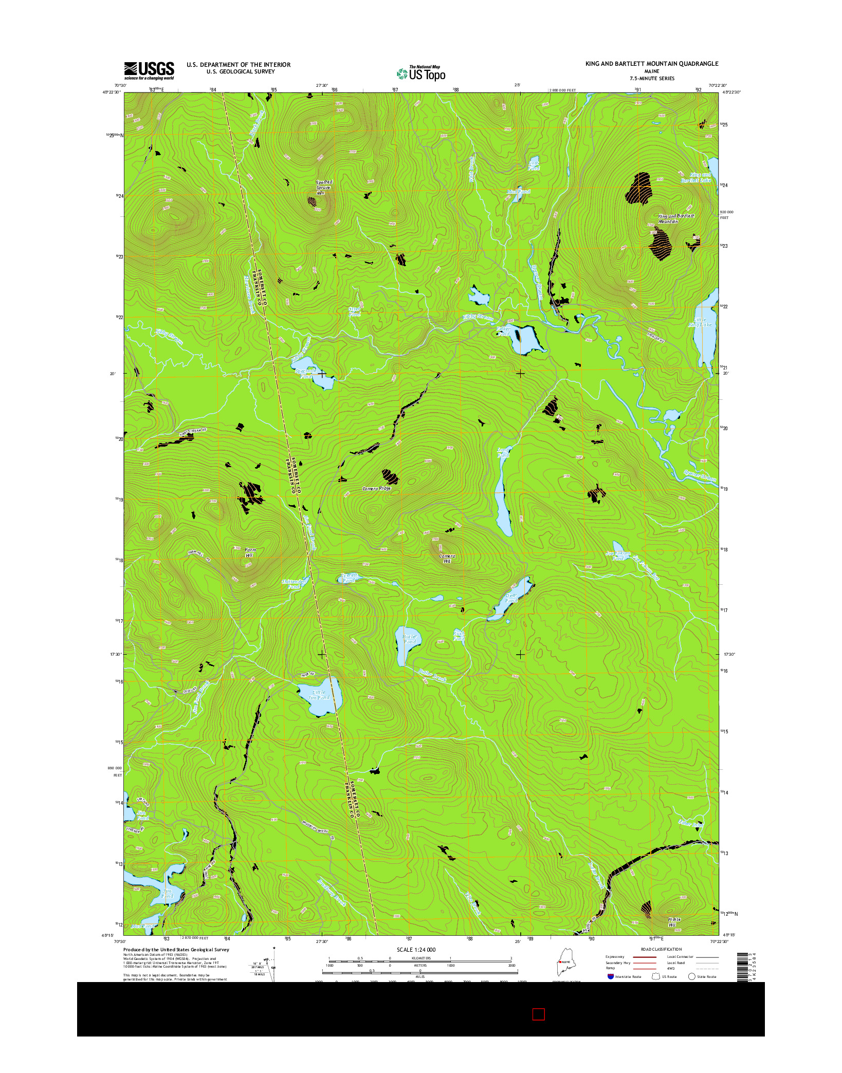 USGS US TOPO 7.5-MINUTE MAP FOR KING AND BARTLETT MOUNTAIN, ME 2014