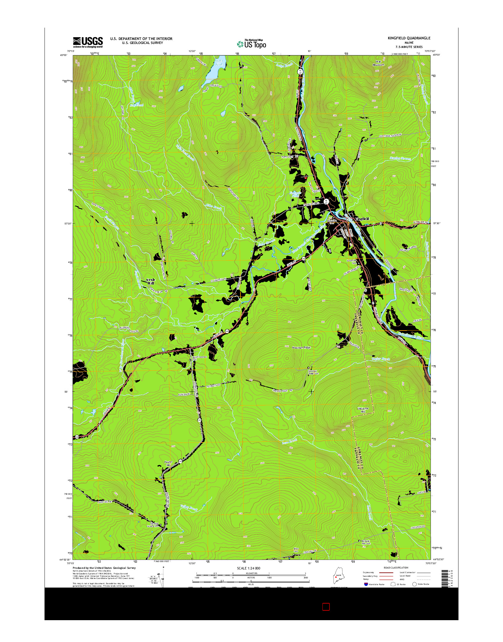 USGS US TOPO 7.5-MINUTE MAP FOR KINGFIELD, ME 2014