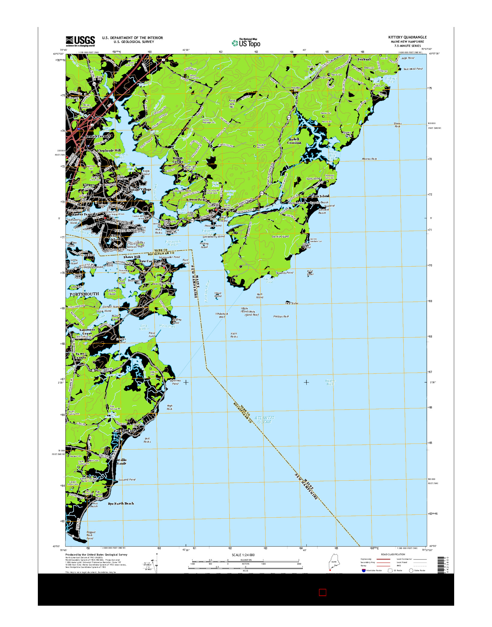 USGS US TOPO 7.5-MINUTE MAP FOR KITTERY, ME-NH 2014