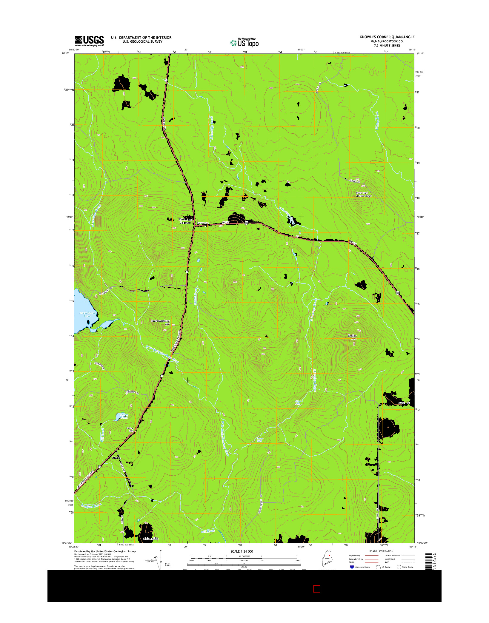 USGS US TOPO 7.5-MINUTE MAP FOR KNOWLES CORNER, ME 2014