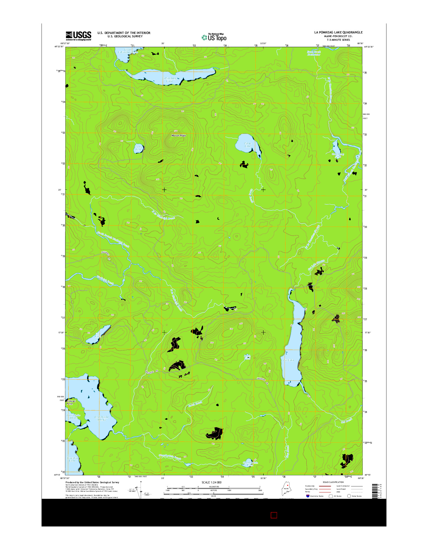 USGS US TOPO 7.5-MINUTE MAP FOR LA POMKEAG LAKE, ME 2014
