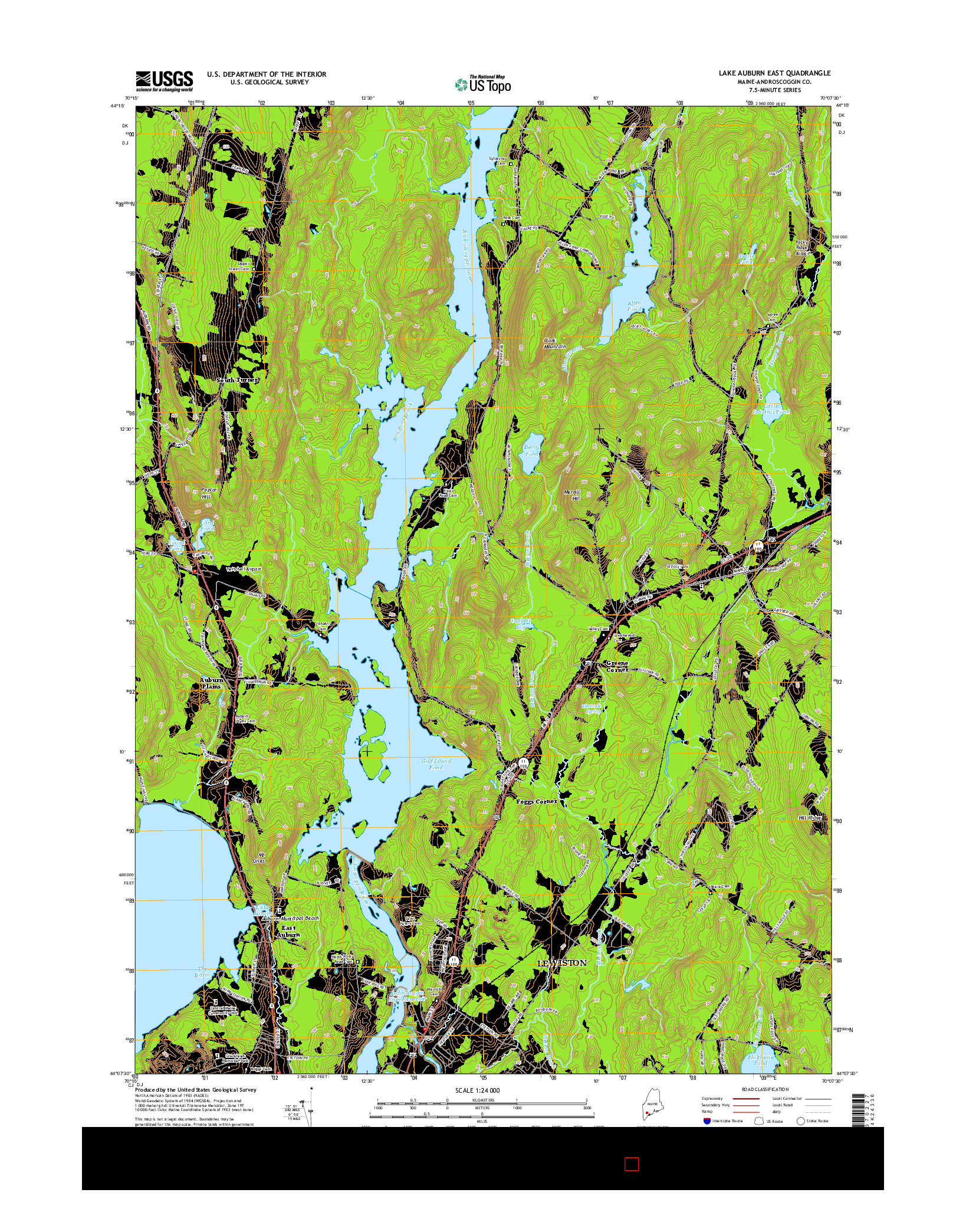 USGS US TOPO 7.5-MINUTE MAP FOR LAKE AUBURN EAST, ME 2014