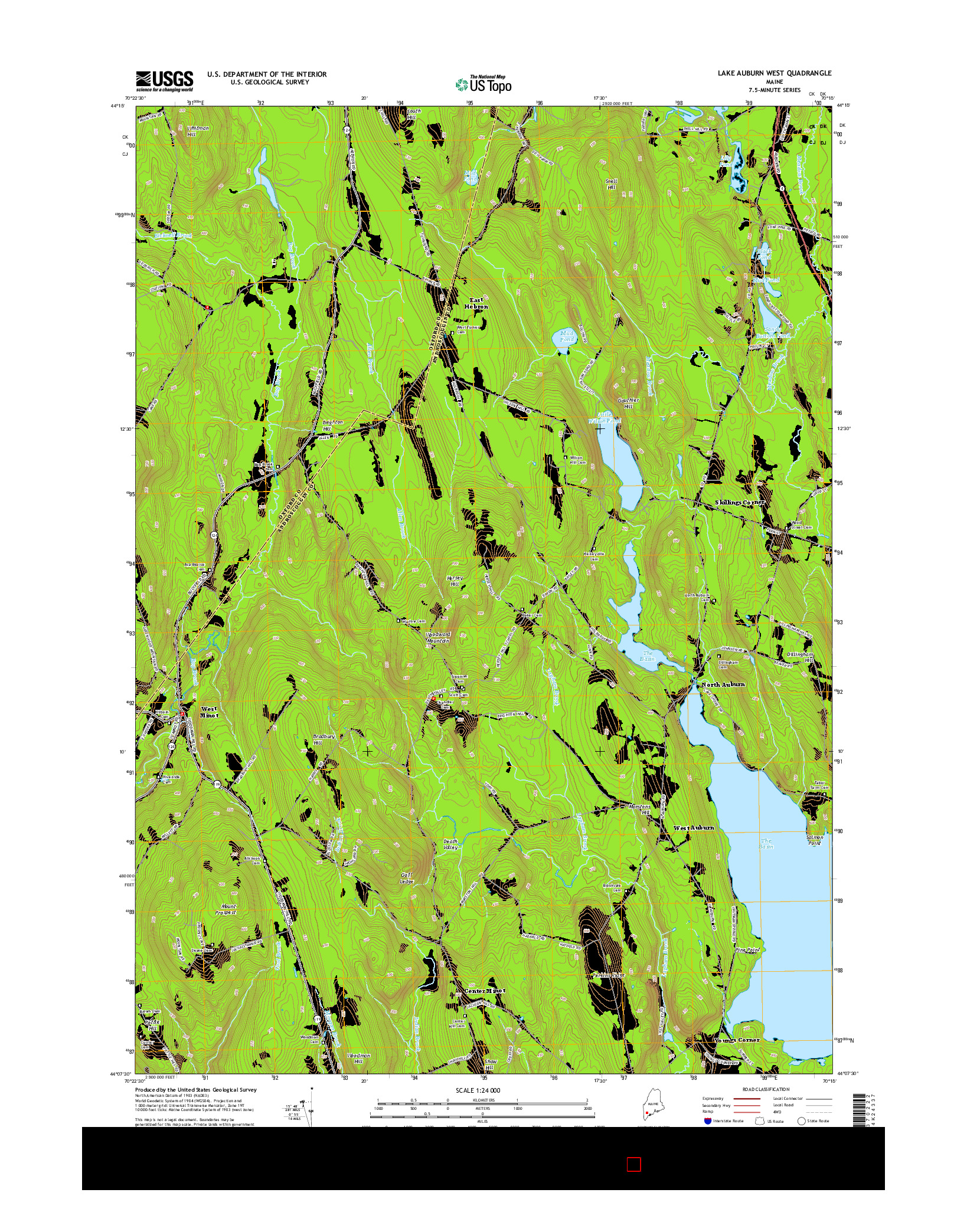 USGS US TOPO 7.5-MINUTE MAP FOR LAKE AUBURN WEST, ME 2014