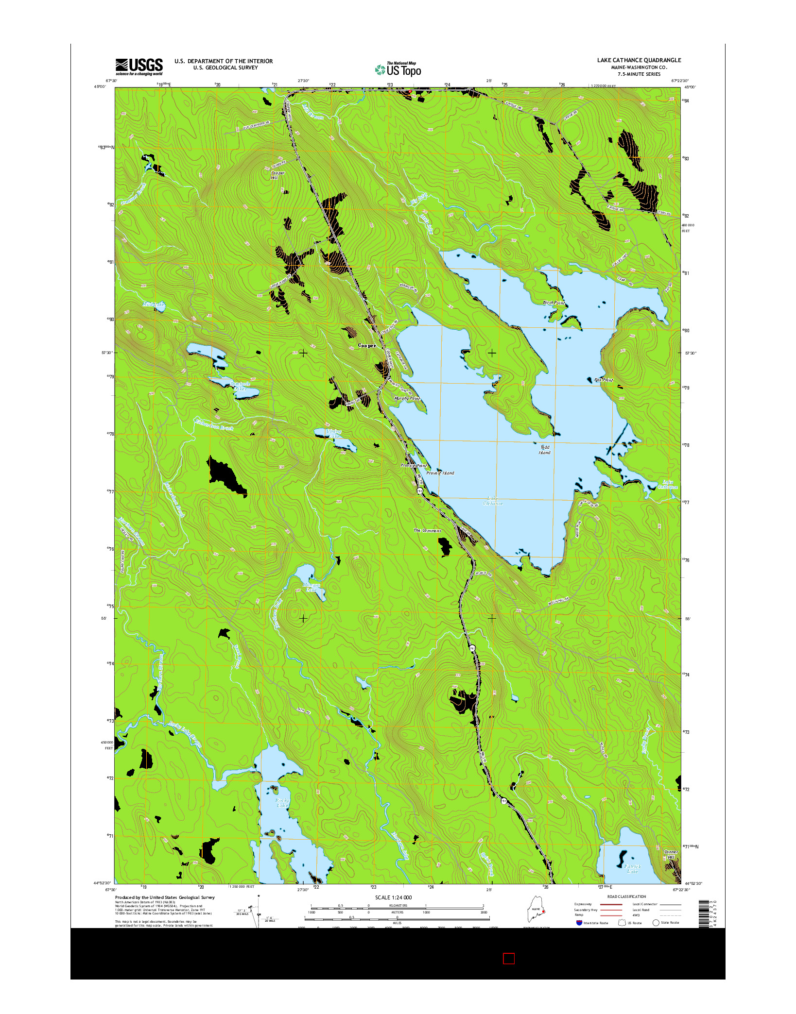 USGS US TOPO 7.5-MINUTE MAP FOR LAKE CATHANCE, ME 2014