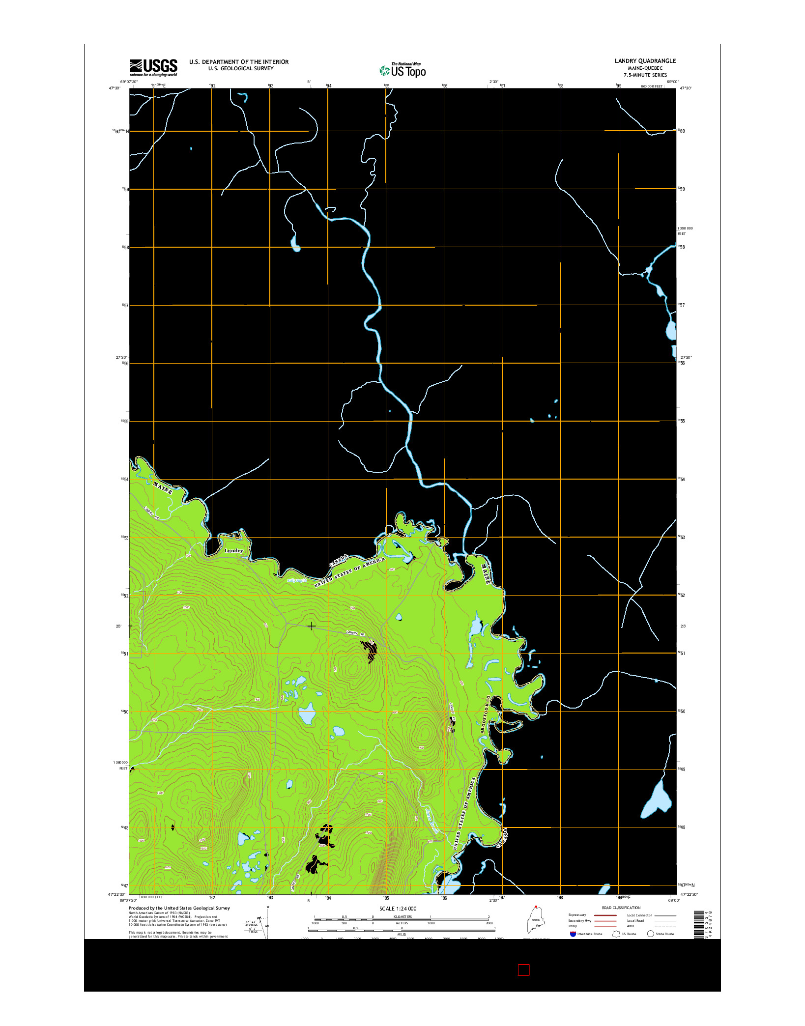 USGS US TOPO 7.5-MINUTE MAP FOR LANDRY, ME-QC 2014