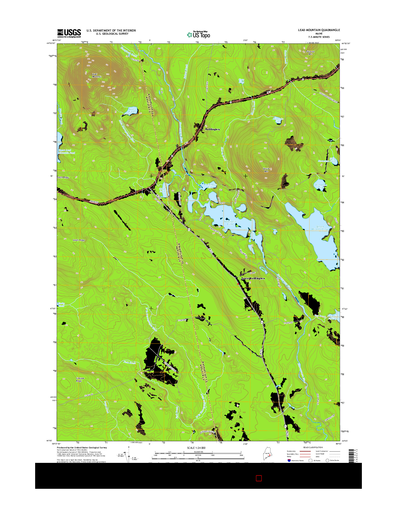 USGS US TOPO 7.5-MINUTE MAP FOR LEAD MOUNTAIN, ME 2014