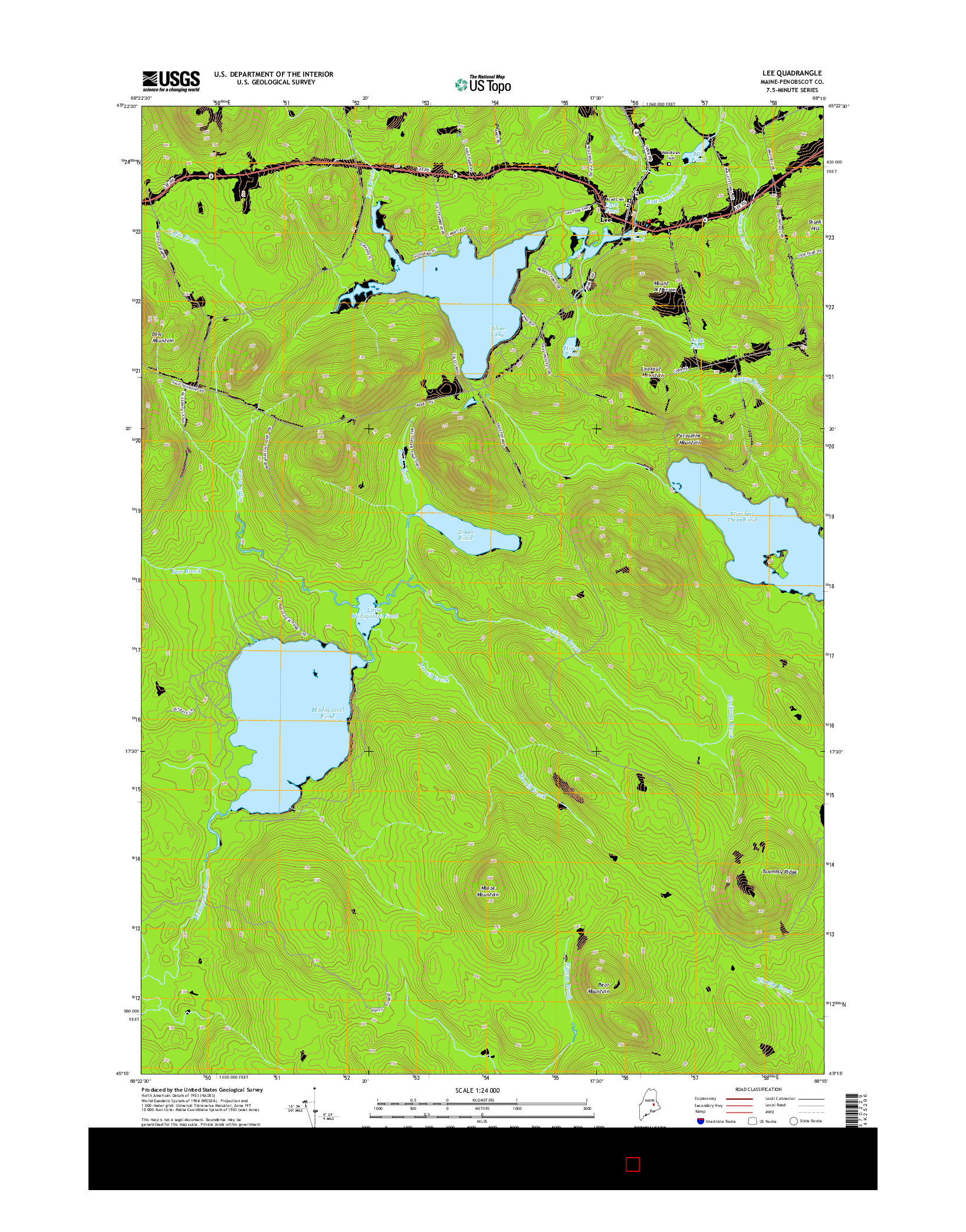 USGS US TOPO 7.5-MINUTE MAP FOR LEE, ME 2014