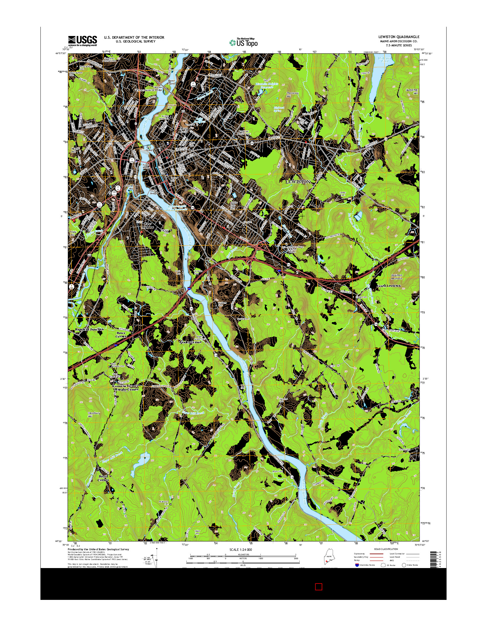 USGS US TOPO 7.5-MINUTE MAP FOR LEWISTON, ME 2014