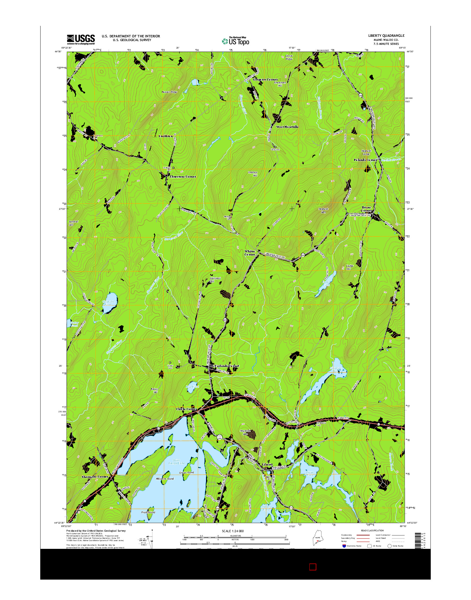 USGS US TOPO 7.5-MINUTE MAP FOR LIBERTY, ME 2014